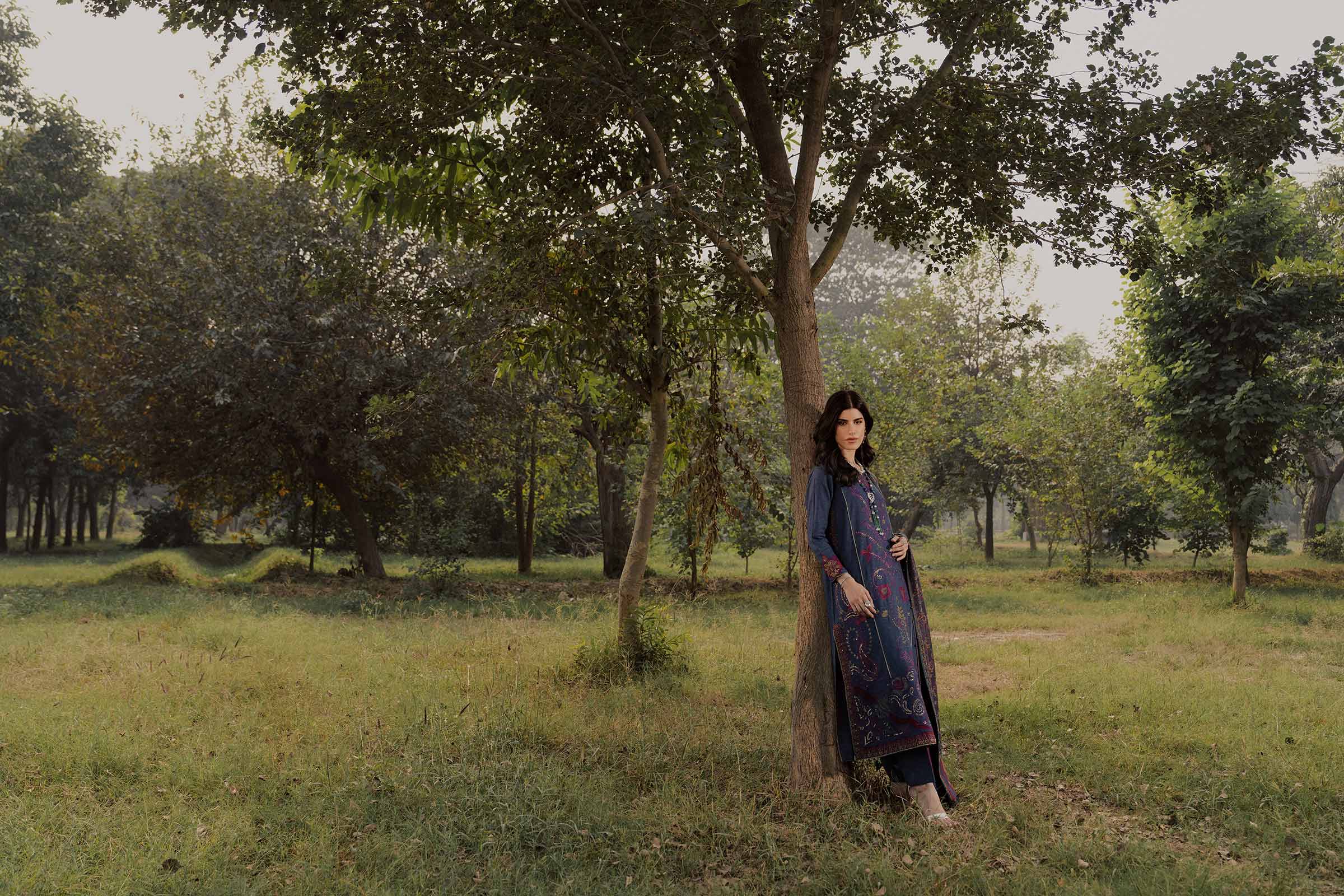 NishatUK - Blue Embroidered Linen 3-piece ready to wear Suit