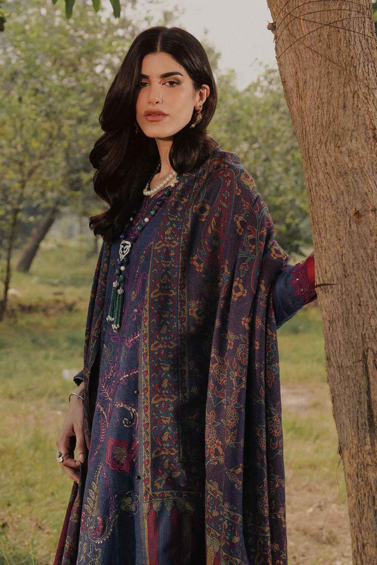Nishat UK - Purple Embroidered Linen 3 Pieces ready to wear Suit