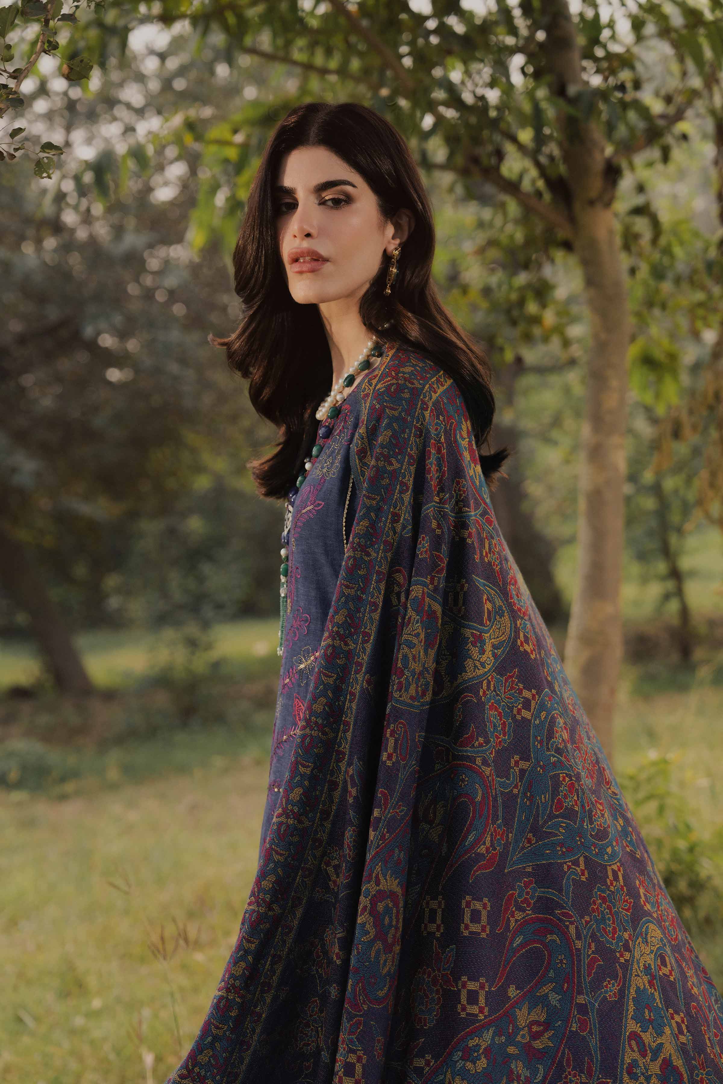 NishatUK - Blue Embroidered Linen 3-piece ready to wear Suit