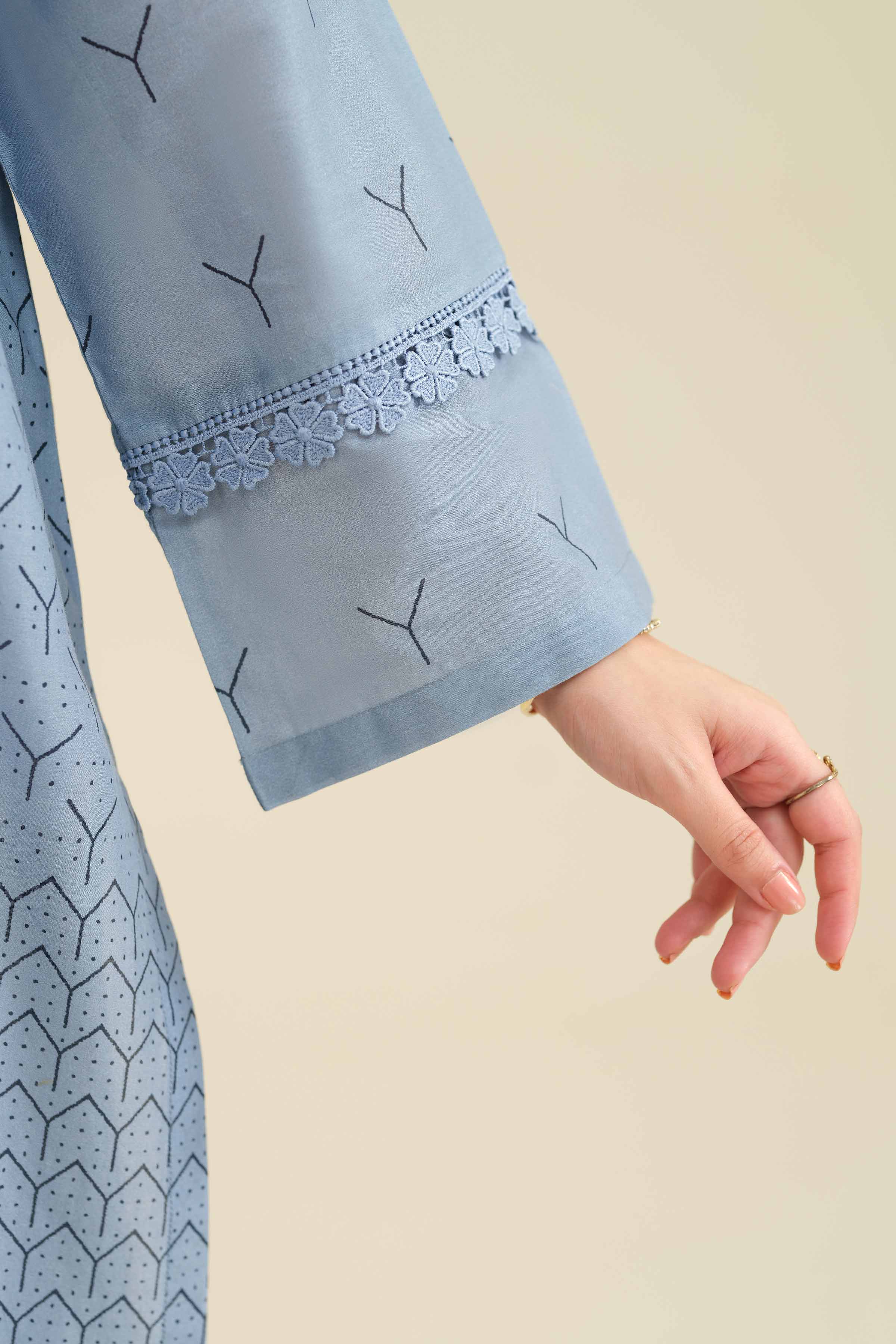 NishatUK - Sky Blue Printed Cambric 2-piece ready to wear Dress