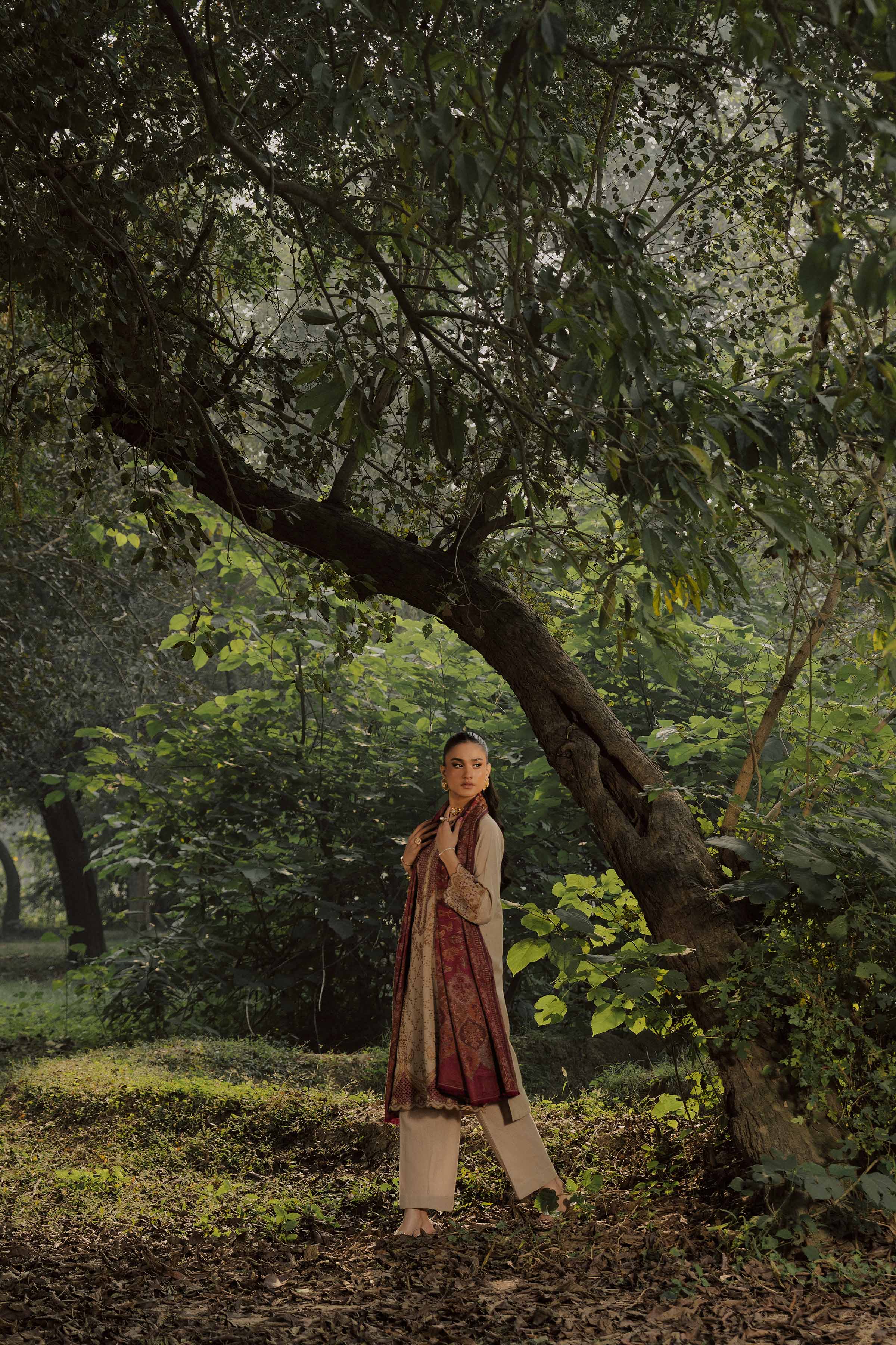 NishatUK - Beige Embroidered Linen 3-piece ready to wear suit