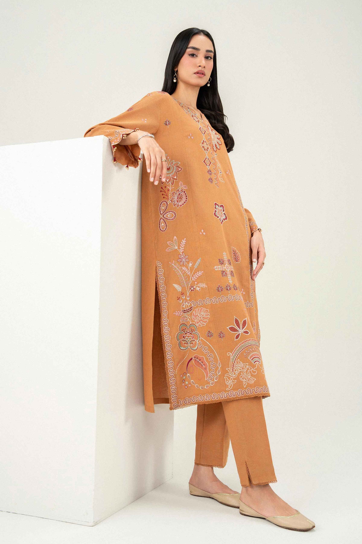 Nishat UK - Yellow Embroidered Linen 2 Pieces ready to wear Dress