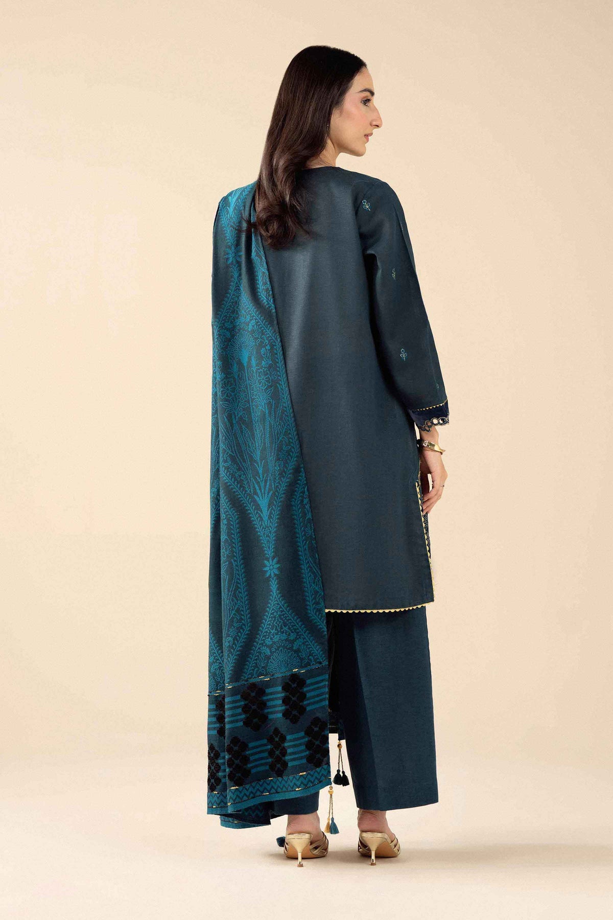 Nishat UK - Blue Embroidered Karandi 3 Pieces ready to wear Suit