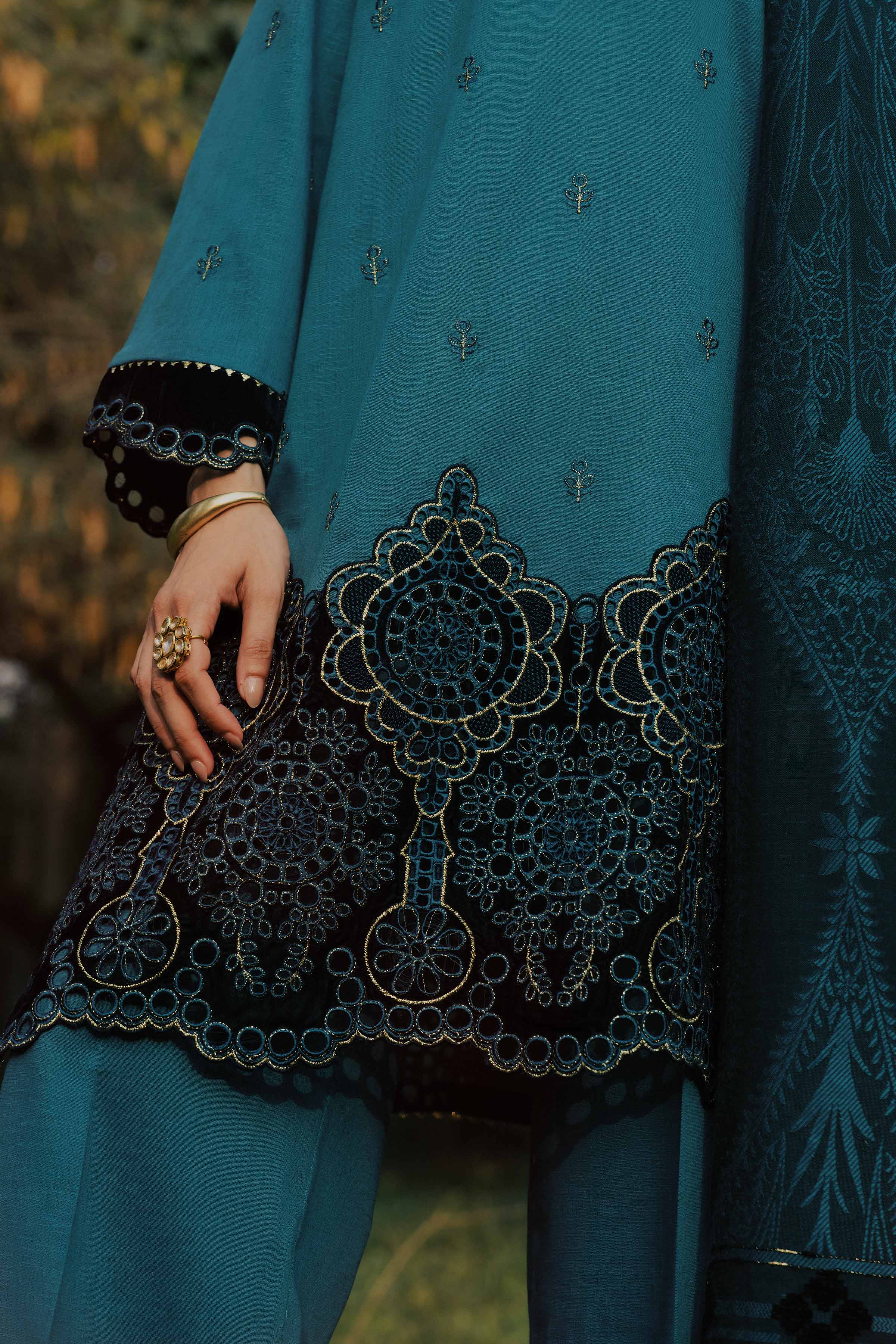 NishatUK - Blue Embroidered Karandi  ready to wear Suit
