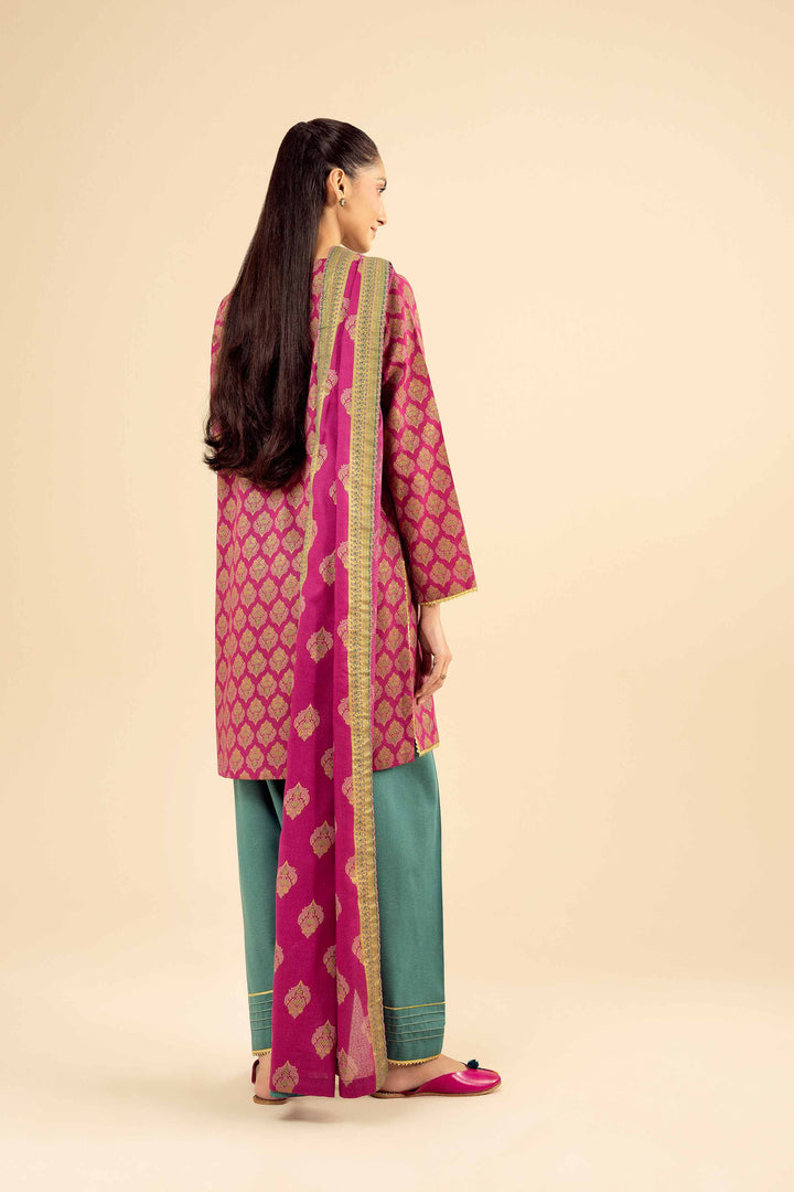 NishatUK - Pink Printed Karandi 3-piece ready to wear Suit