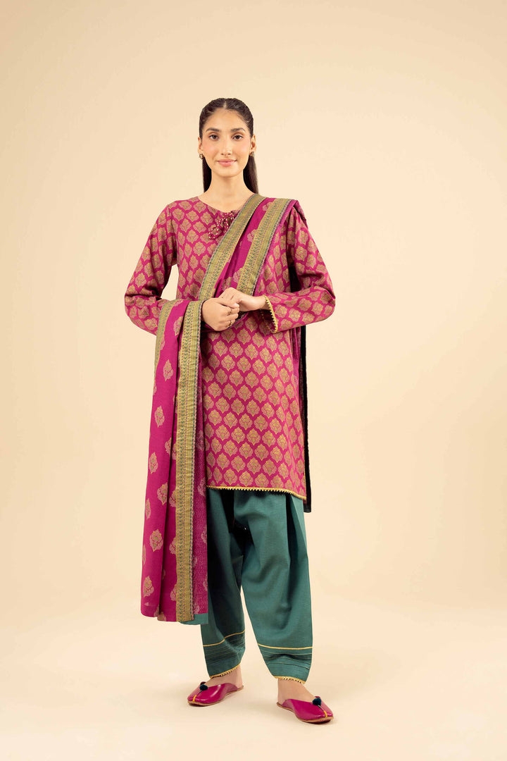 NishatUK - Pink Printed Karandi 3-piece ready to wear Suit