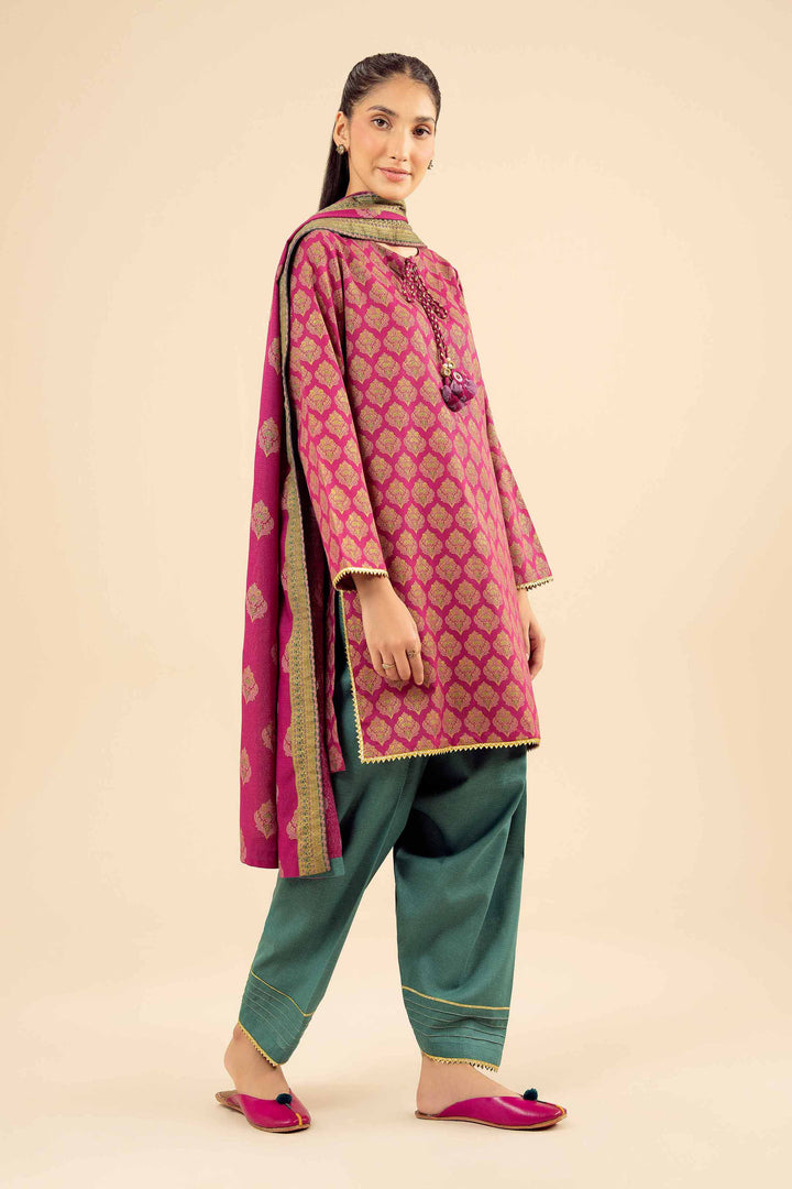 NishatUK - Pink Printed Karandi 3-piece ready to wear Suit