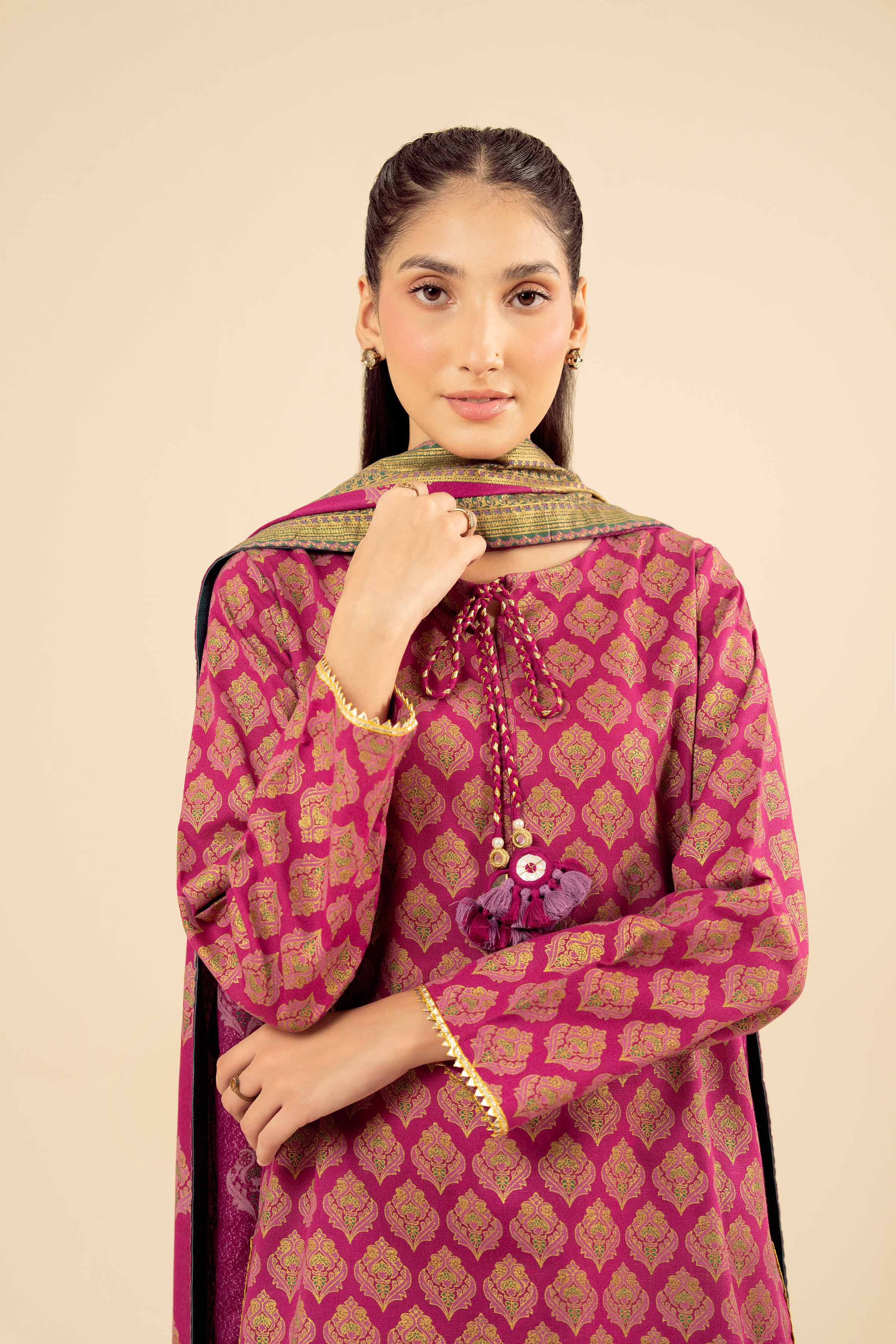 NishatUK - Pink Printed Karandi 3-piece ready to wear Suit