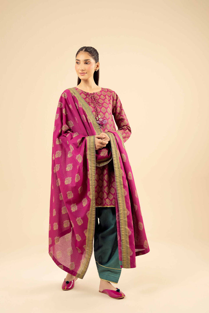 NishatUK - Pink Printed Karandi 3-piece ready to wear Suit