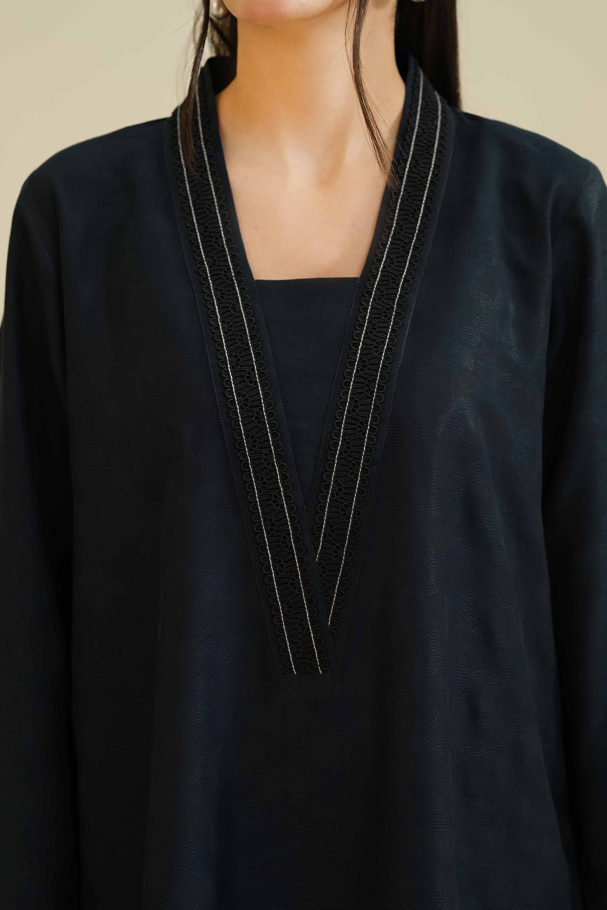 NishatUK - Black Solids Jacquard 3-piece ready to wear Suit