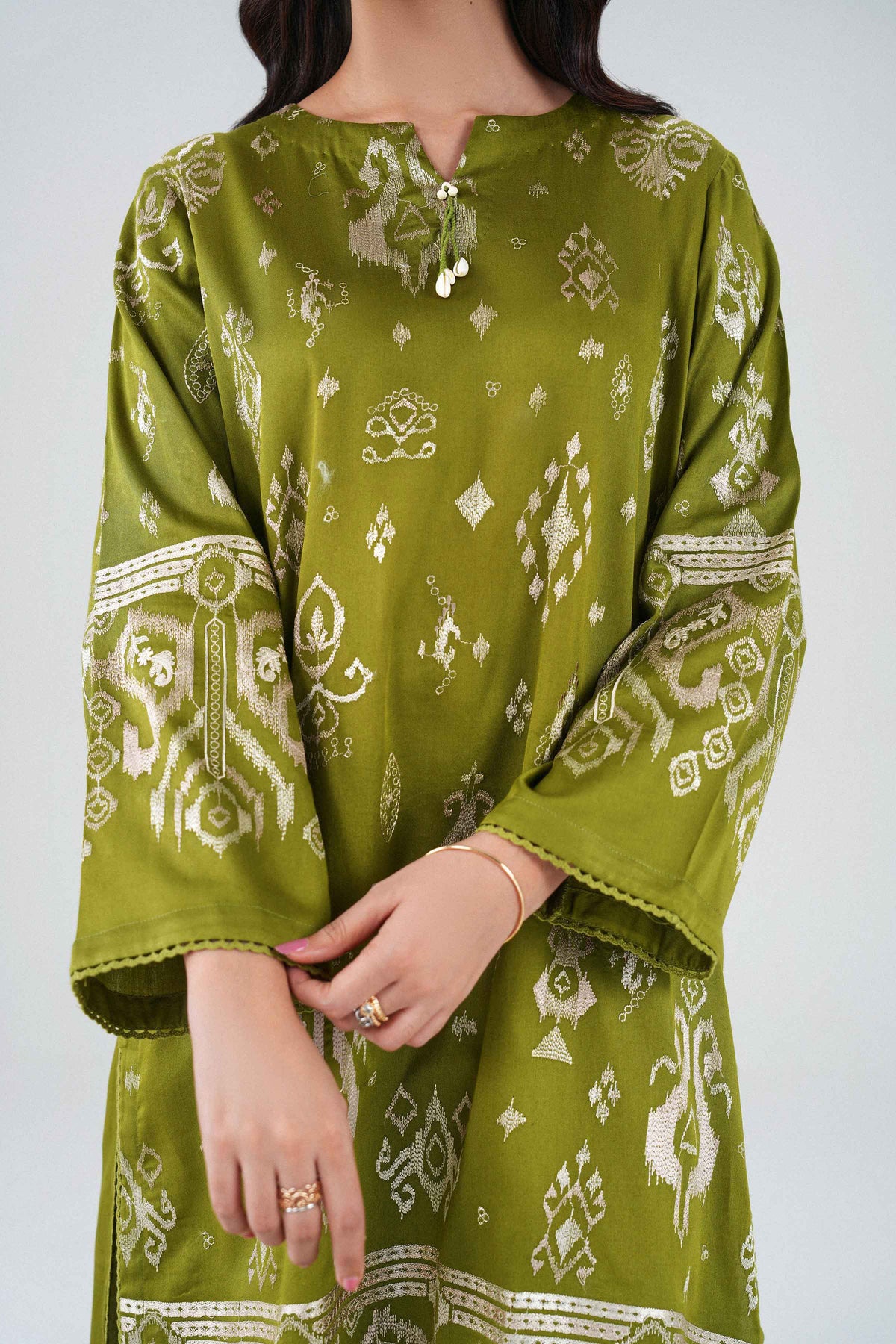 Nishat UK - Green Embroidered Viscose 3 Pieces ready to wear Suit
