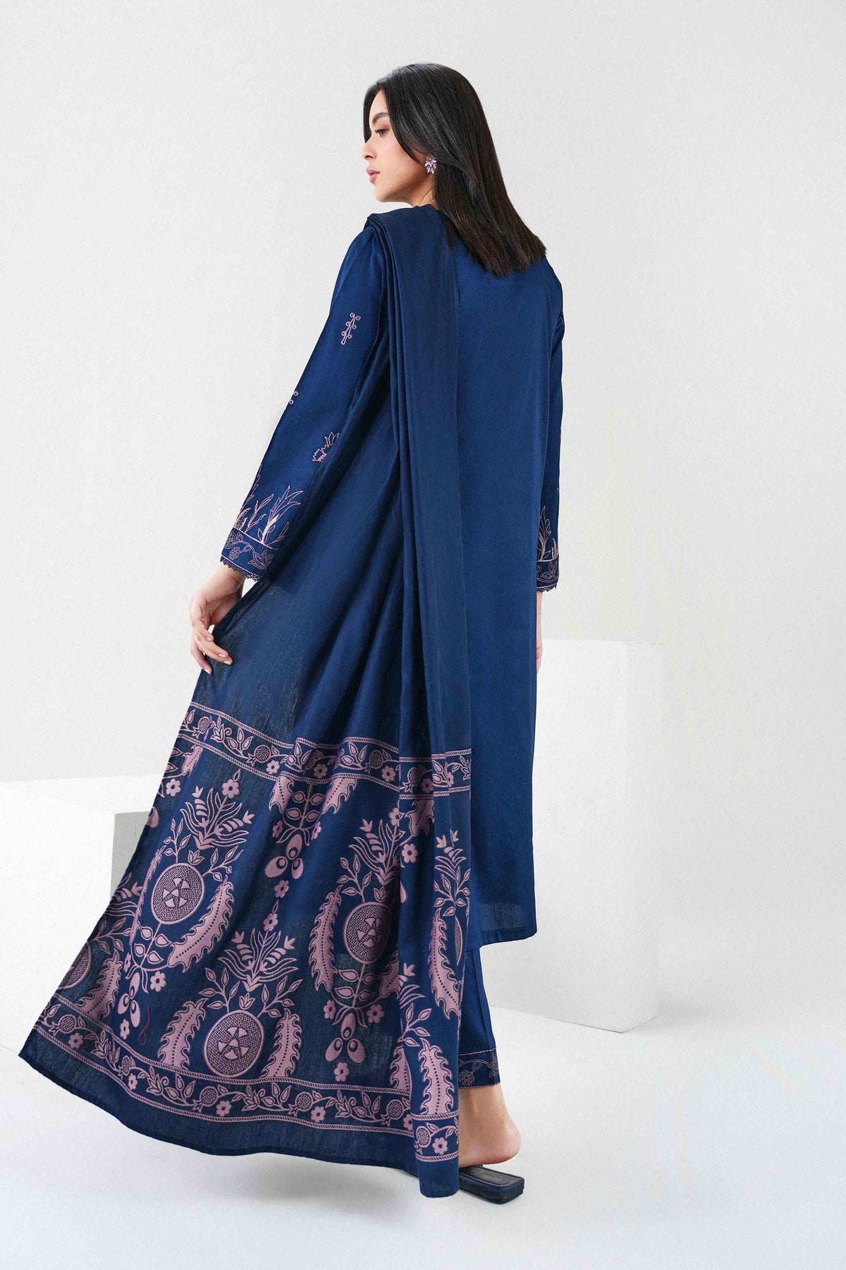 Nishat UK - Blue Embroidered Viscose 3 Pieces ready to wear Suit