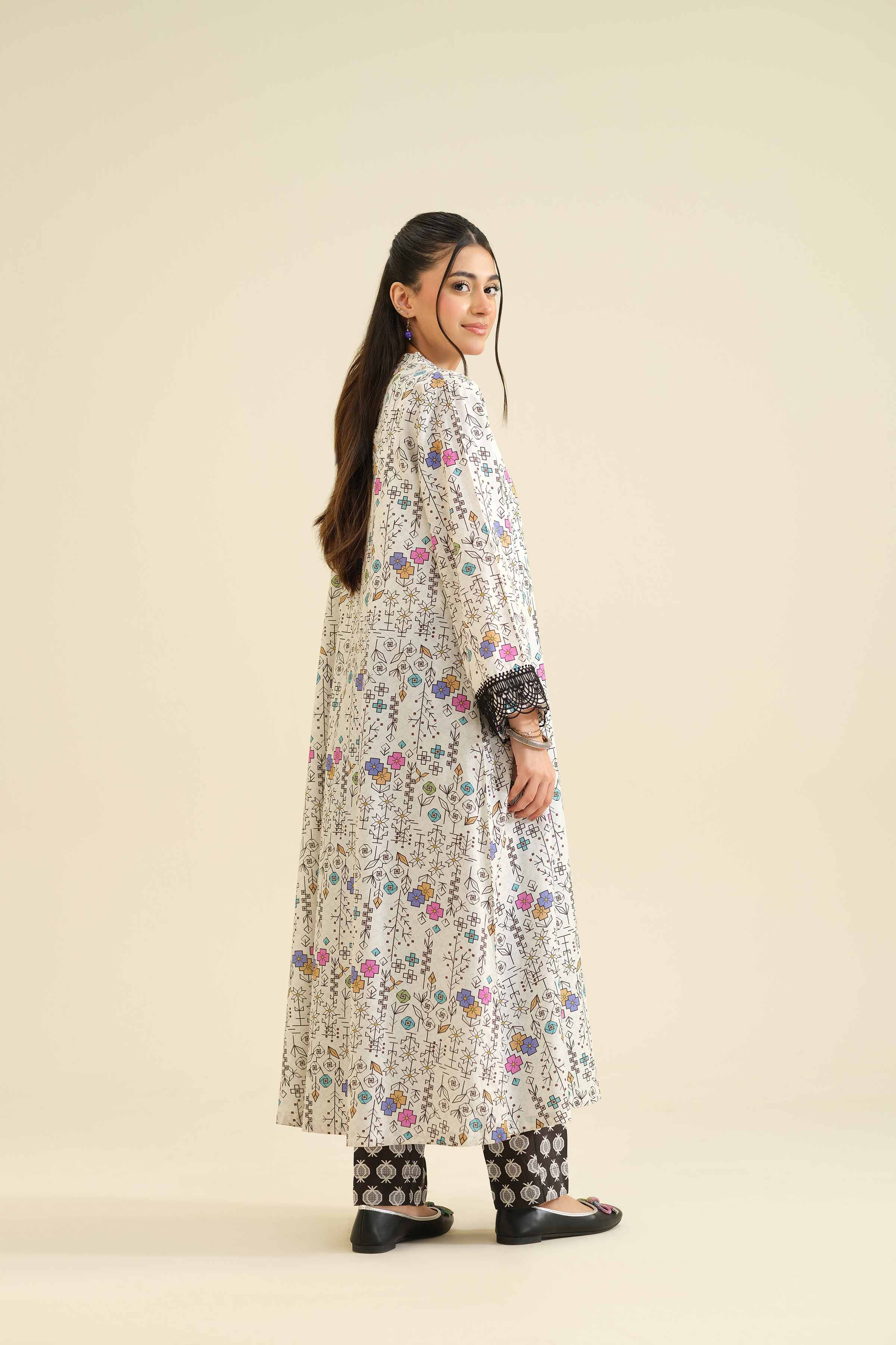 NishatUK - White Printed Tropical 2-piece ready to wear Dress