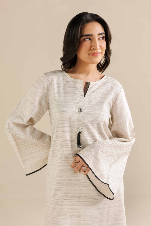 NishatUK - White Solids Yarn Dyed 2-piece ready to wear Dress