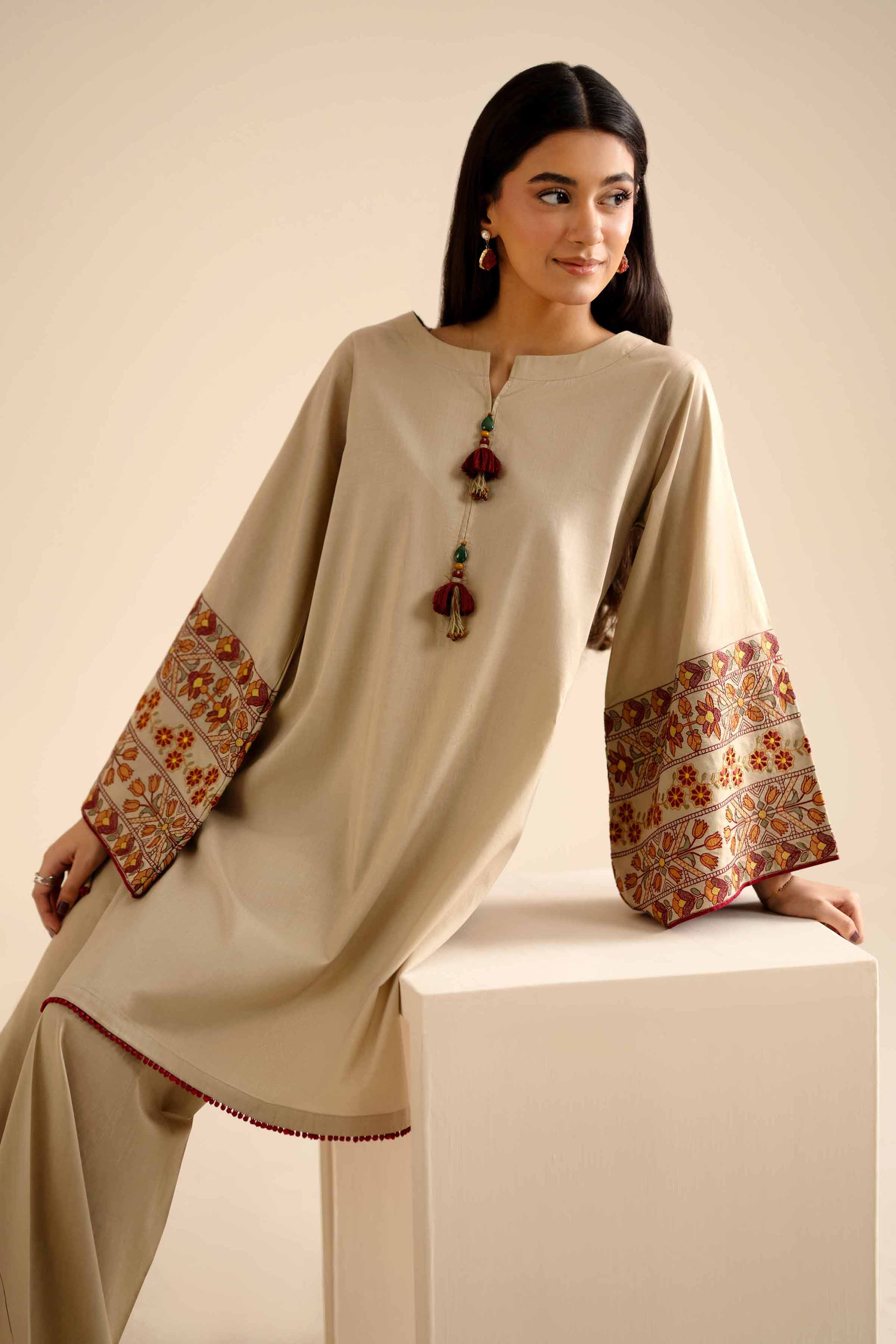 NishatUK - Skin Embroidered Cambric 2-piece ready to wear Dress