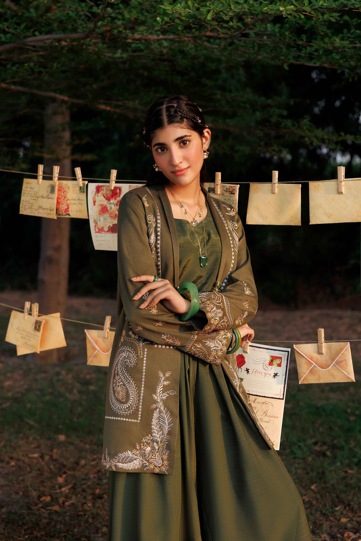 Nishat UK - Green Embroidered Karandi 1 Piece ready to wear jacket