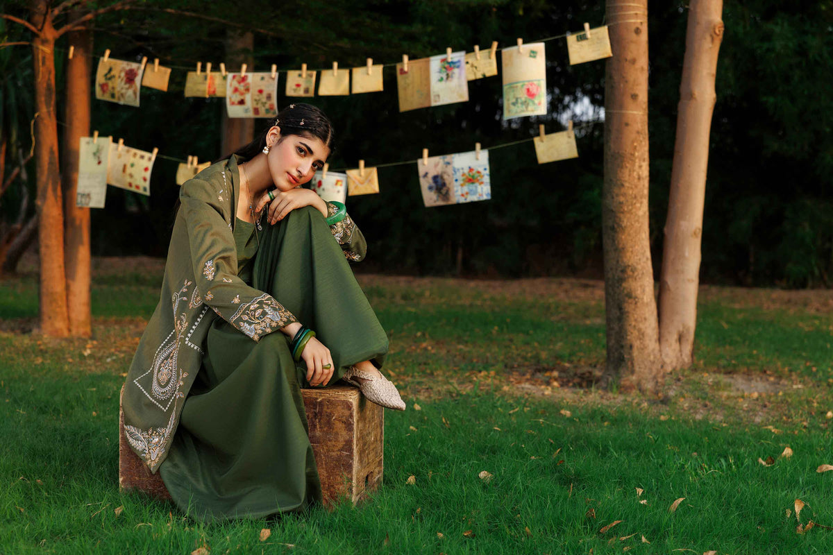 Nishat UK - Green Embroidered Karandi 1 Piece ready to wear jacket