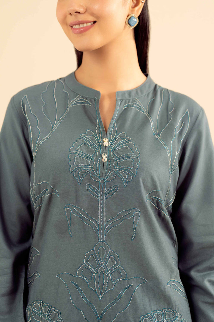 NishatUK - Teal Embroidered  Tropical 2-piece ready to wear Dress