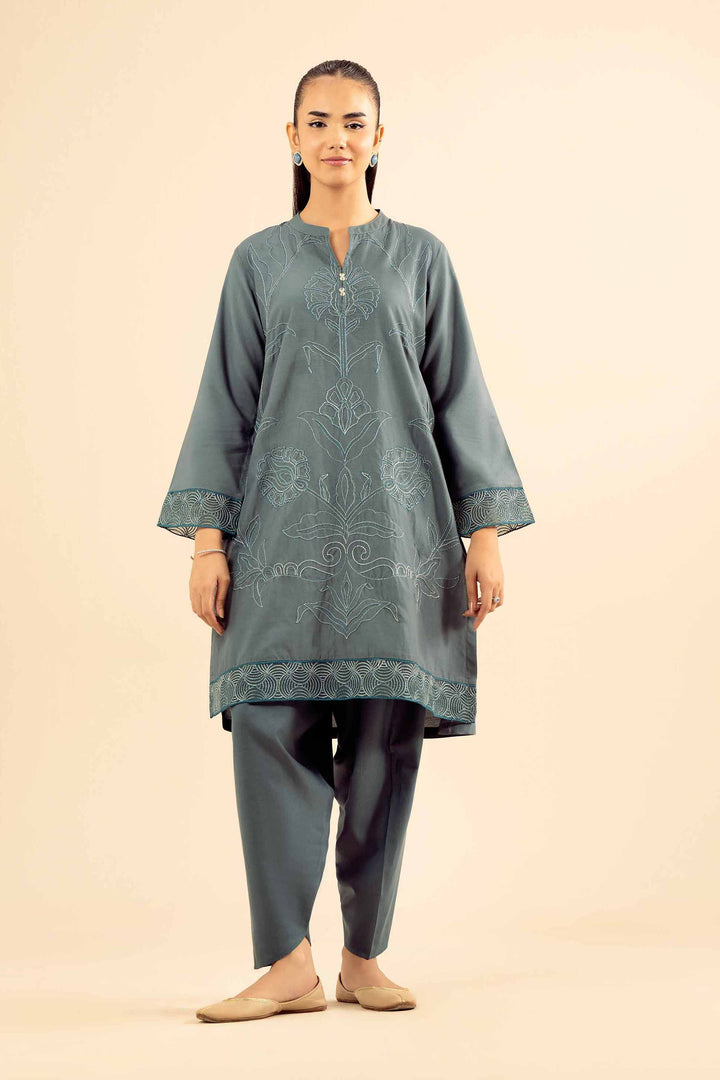 NishatUK - Teal Embroidered  Tropical 2-piece ready to wear Dress