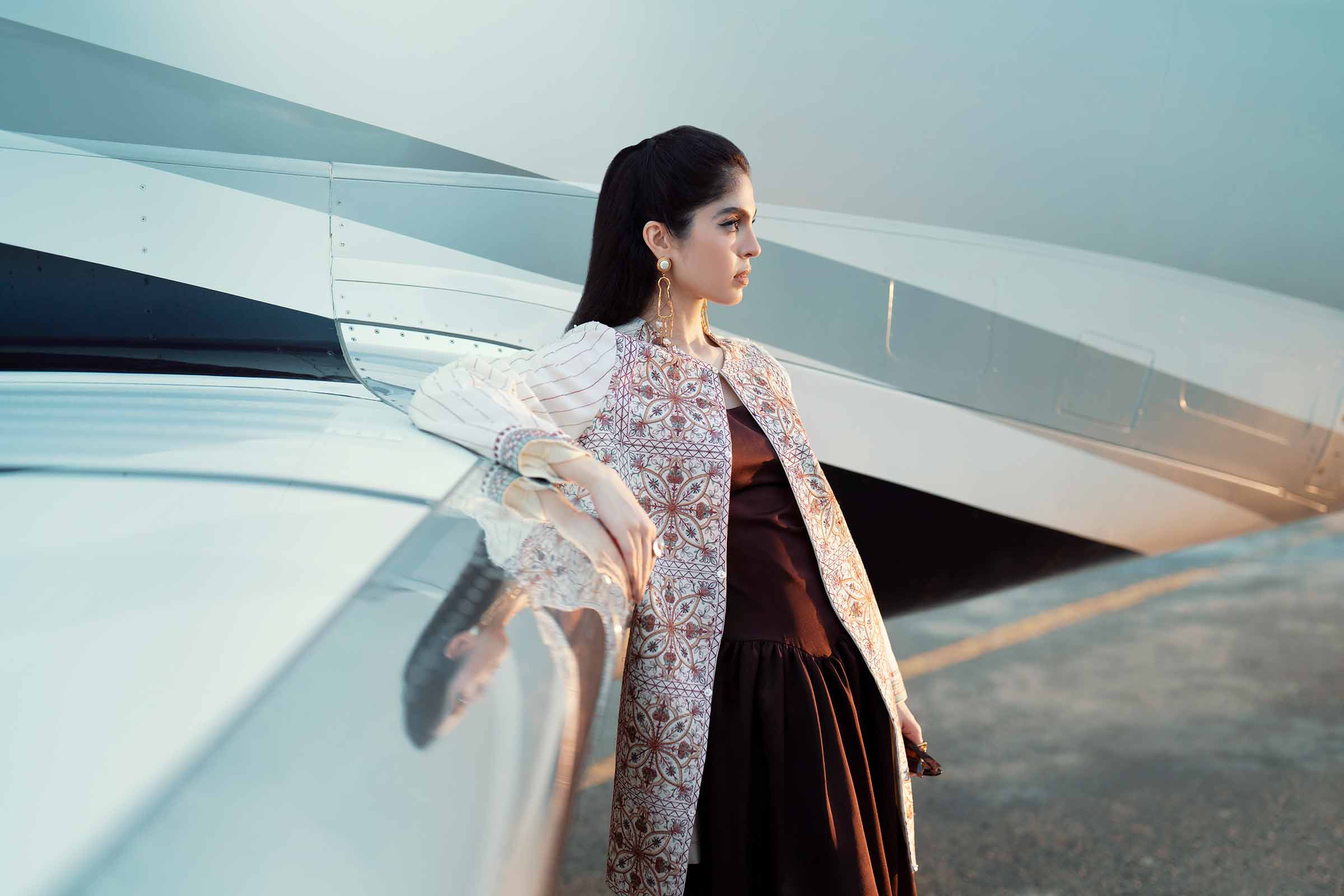 NishatUK - White Embroidered Karandi 1-piece ready to wear Jacket