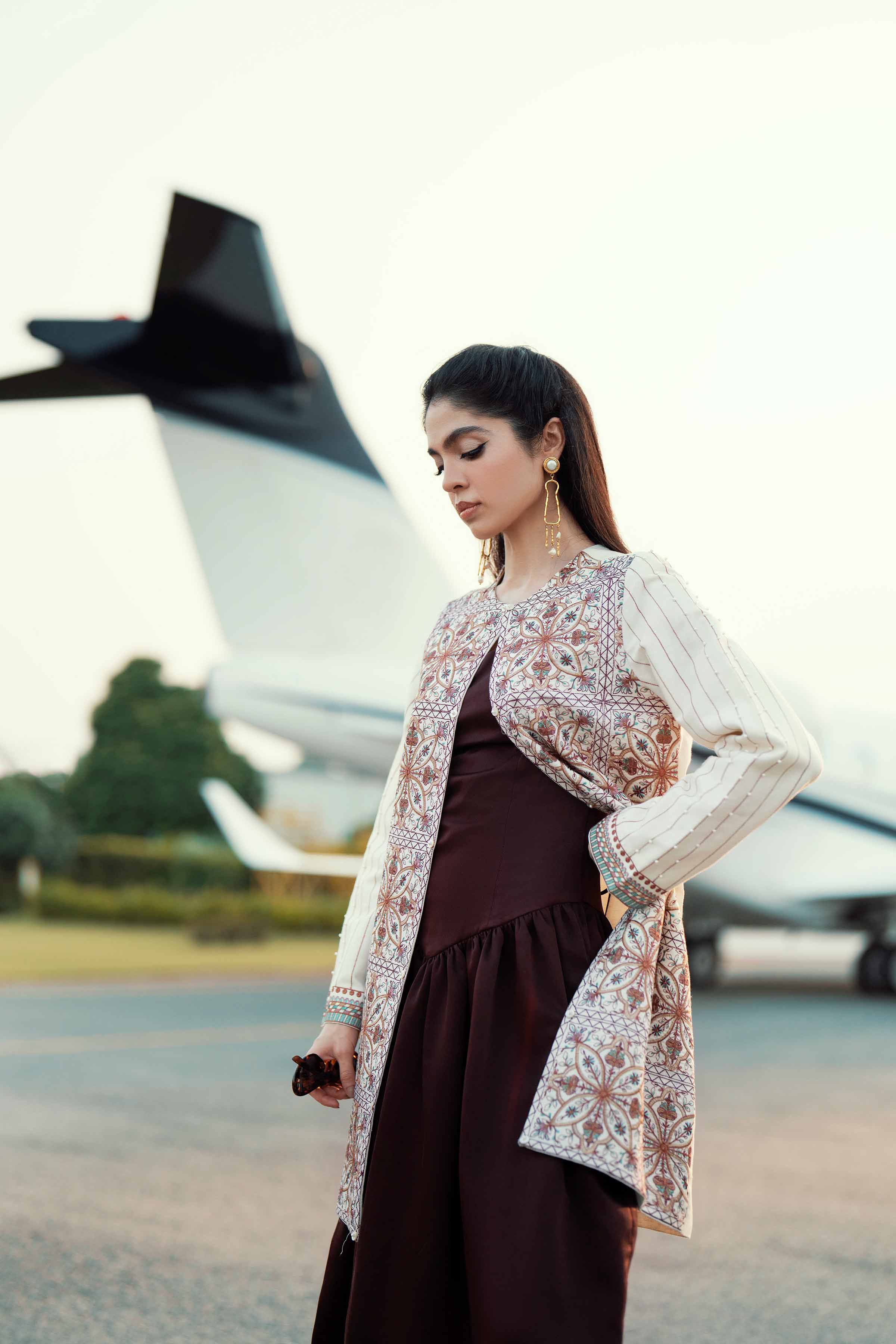 NishatUK - White Embroidered Karandi 1-piece ready to wear Jacket
