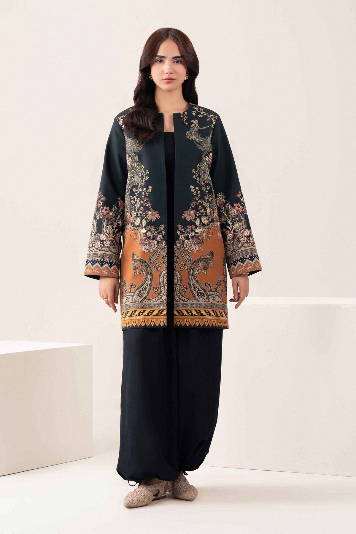 Nishat UK - Blue Printed Khaddar 1 Piece ready to wear jacket