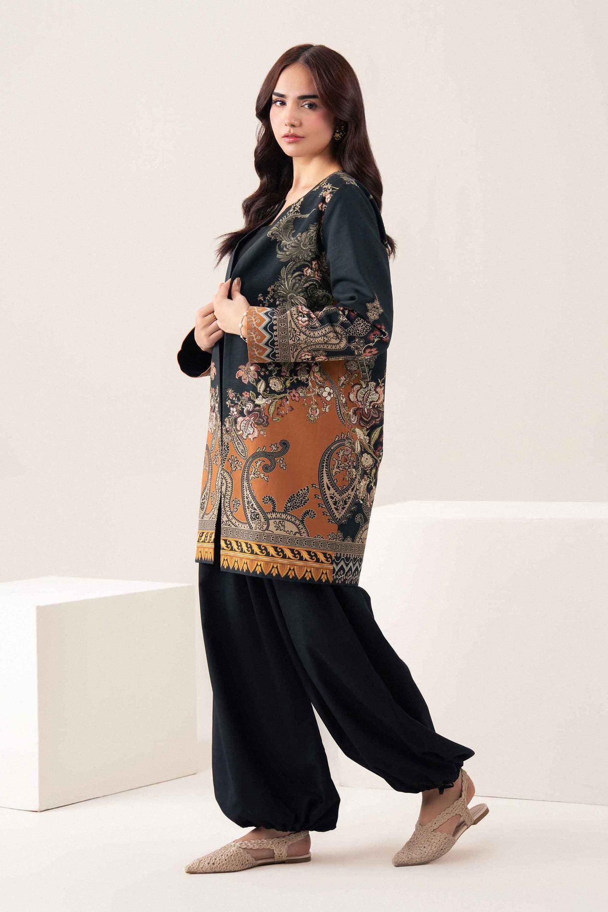 Nishat UK - Blue Printed Khaddar 1 Piece ready to wear jacket