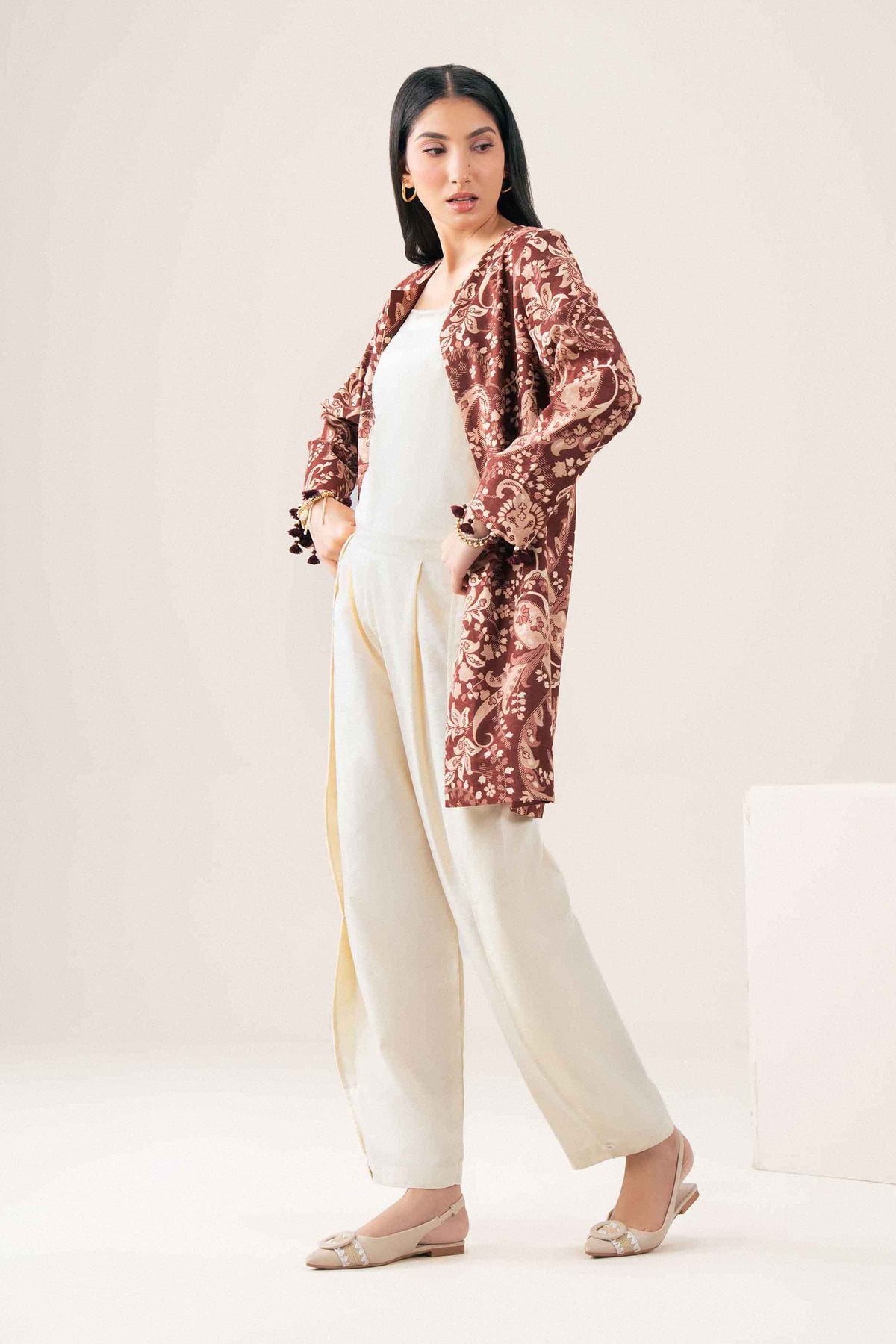 Nishat UK - Brown Printed Karandi 1 Piece ready to wear jacket