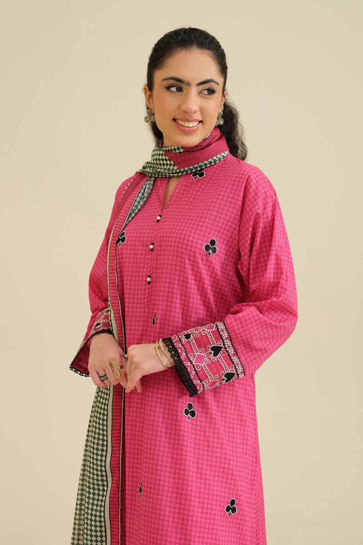 NishatUK - Pink Embroidered  Cambric 2-piece ready to wear Dress