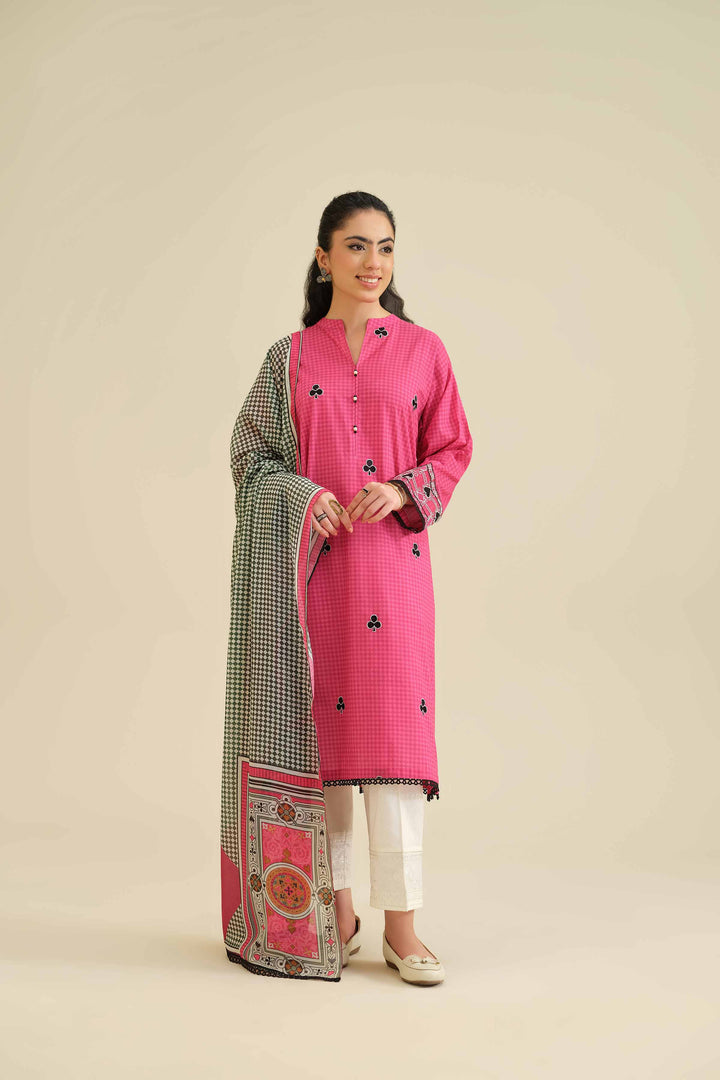 NishatUK - Pink Embroidered  Cambric 2-piece ready to wear Dress