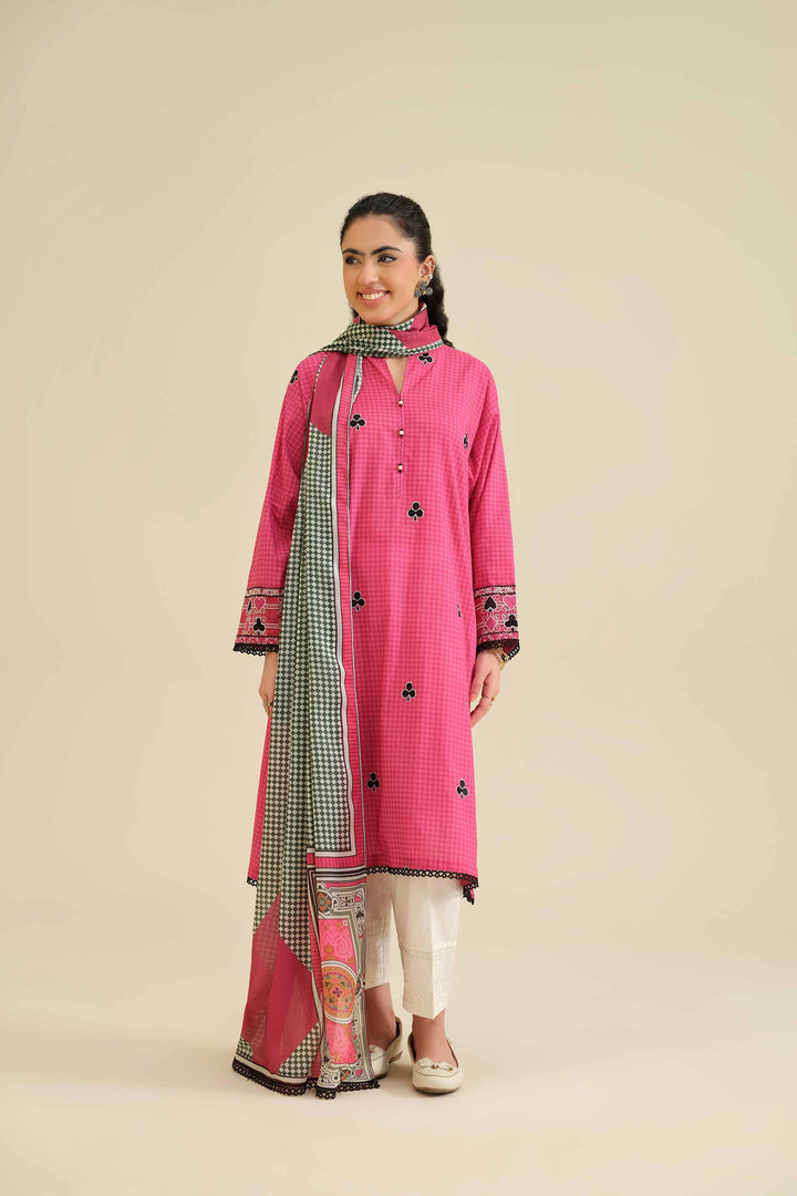 NishatUK - Pink Embroidered  Cambric 2-piece ready to wear Dress