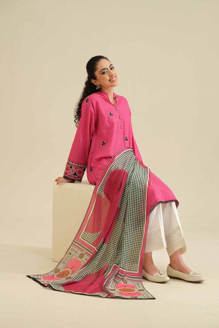 NishatUK - Pink Embroidered  Cambric 2-piece ready to wear Dress
