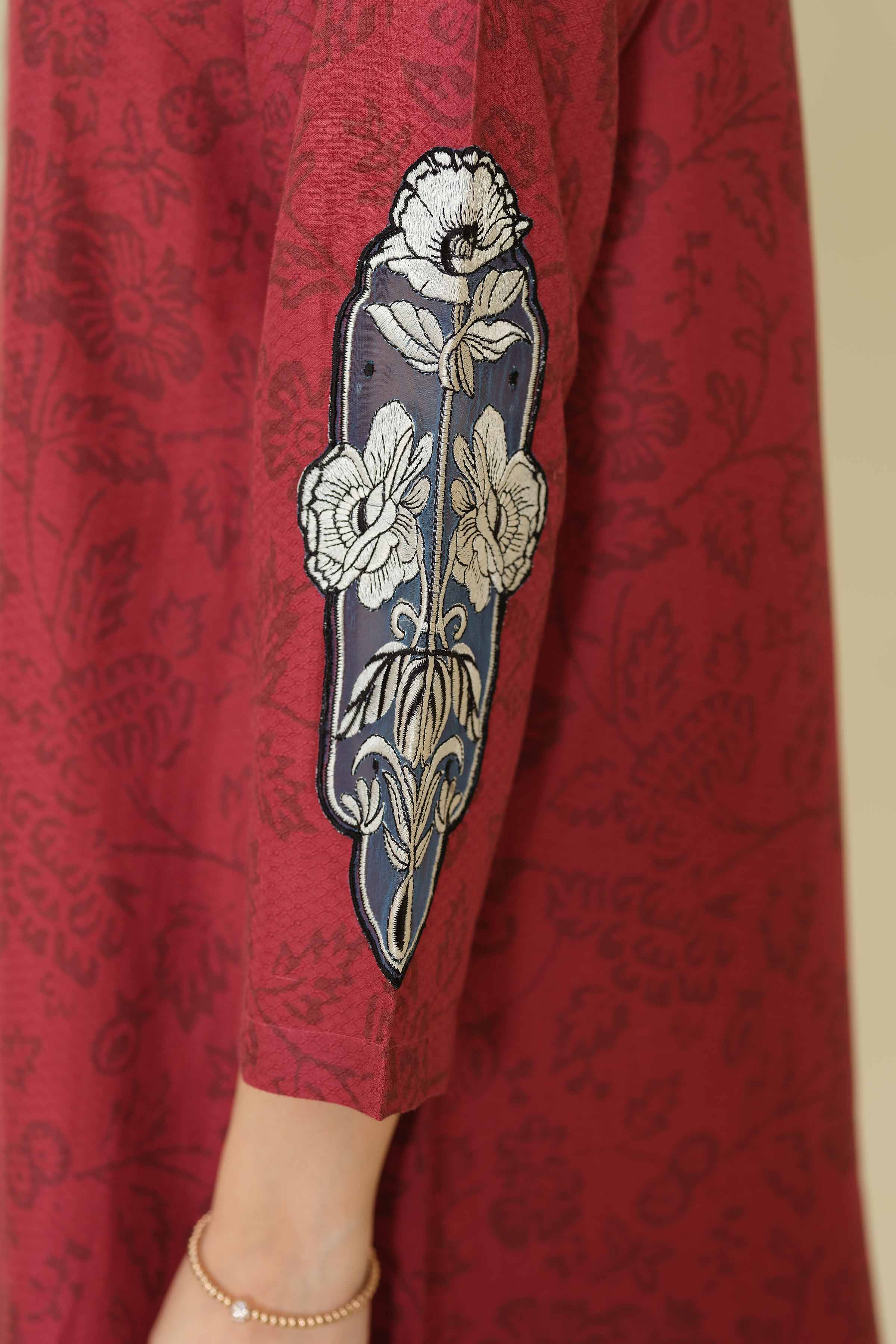 NishatUK - Maroon Embroidered Cambric 1-piece ready to wear Shirt