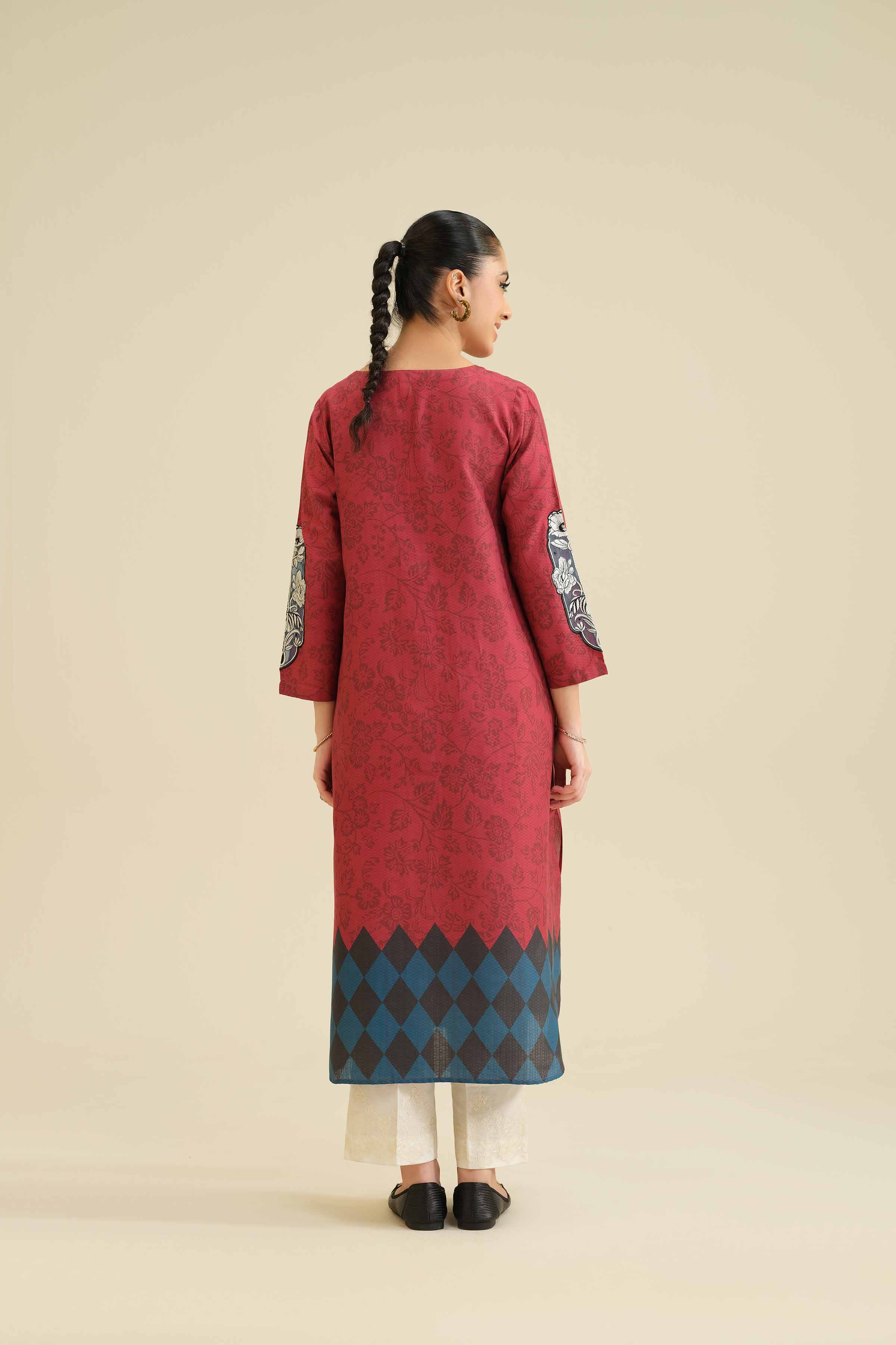 NishatUK - Maroon Embroidered Cambric 1-piece ready to wear Shirt