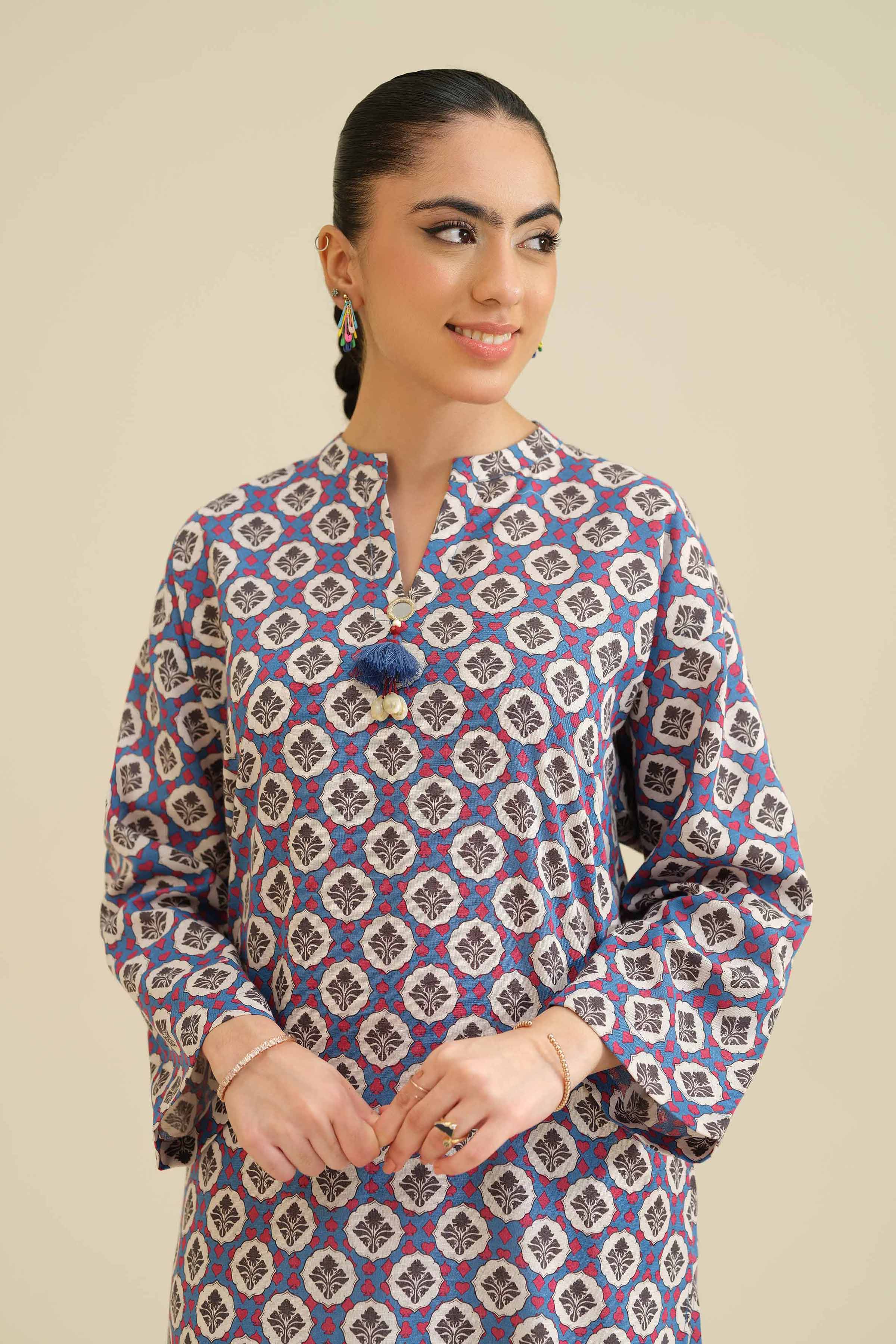 NishatUK - Blue Printed Karandi 1-piece ready to wear Shirt