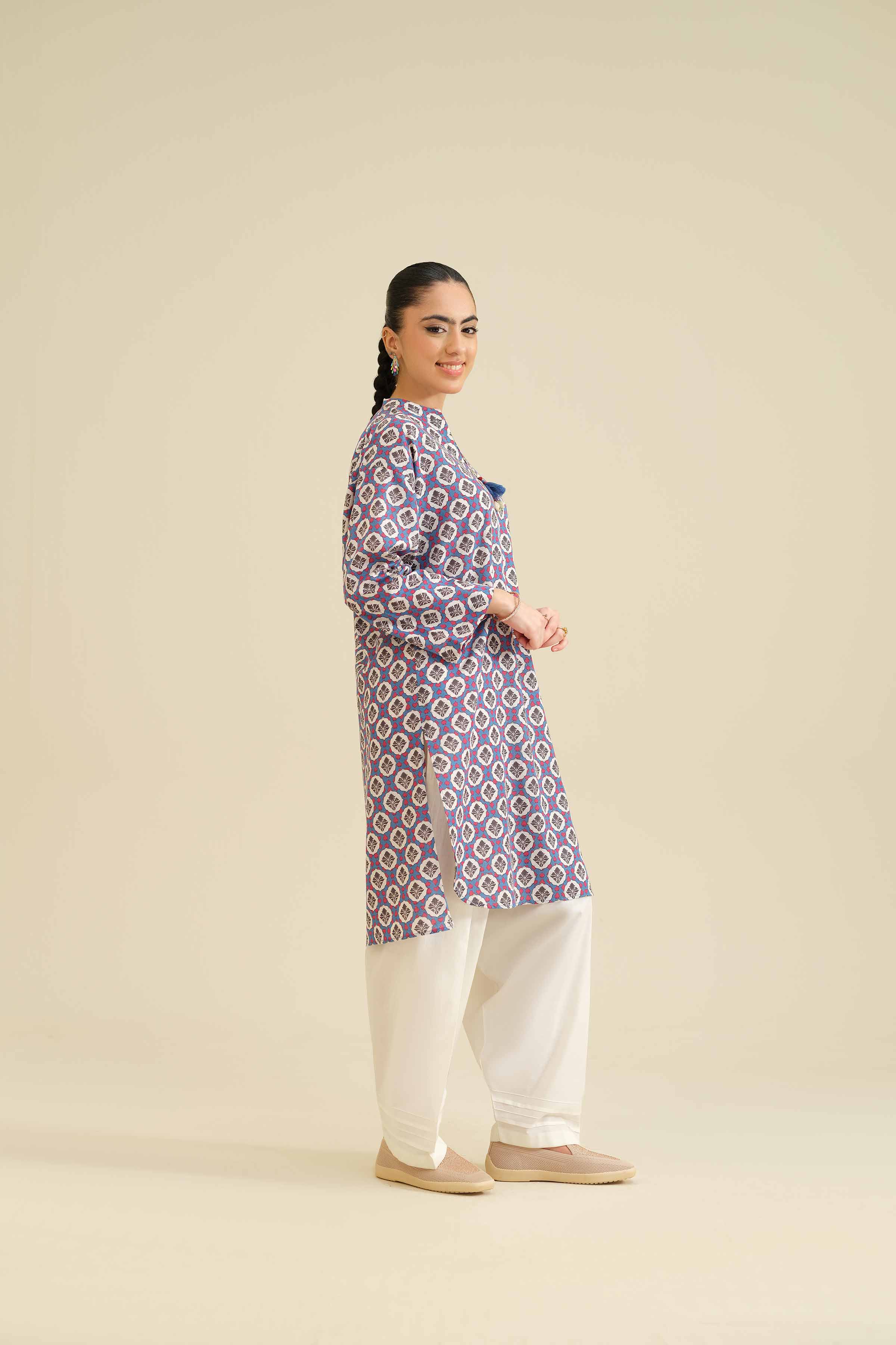 NishatUK - Blue Printed Karandi 1-piece ready to wear Shirt