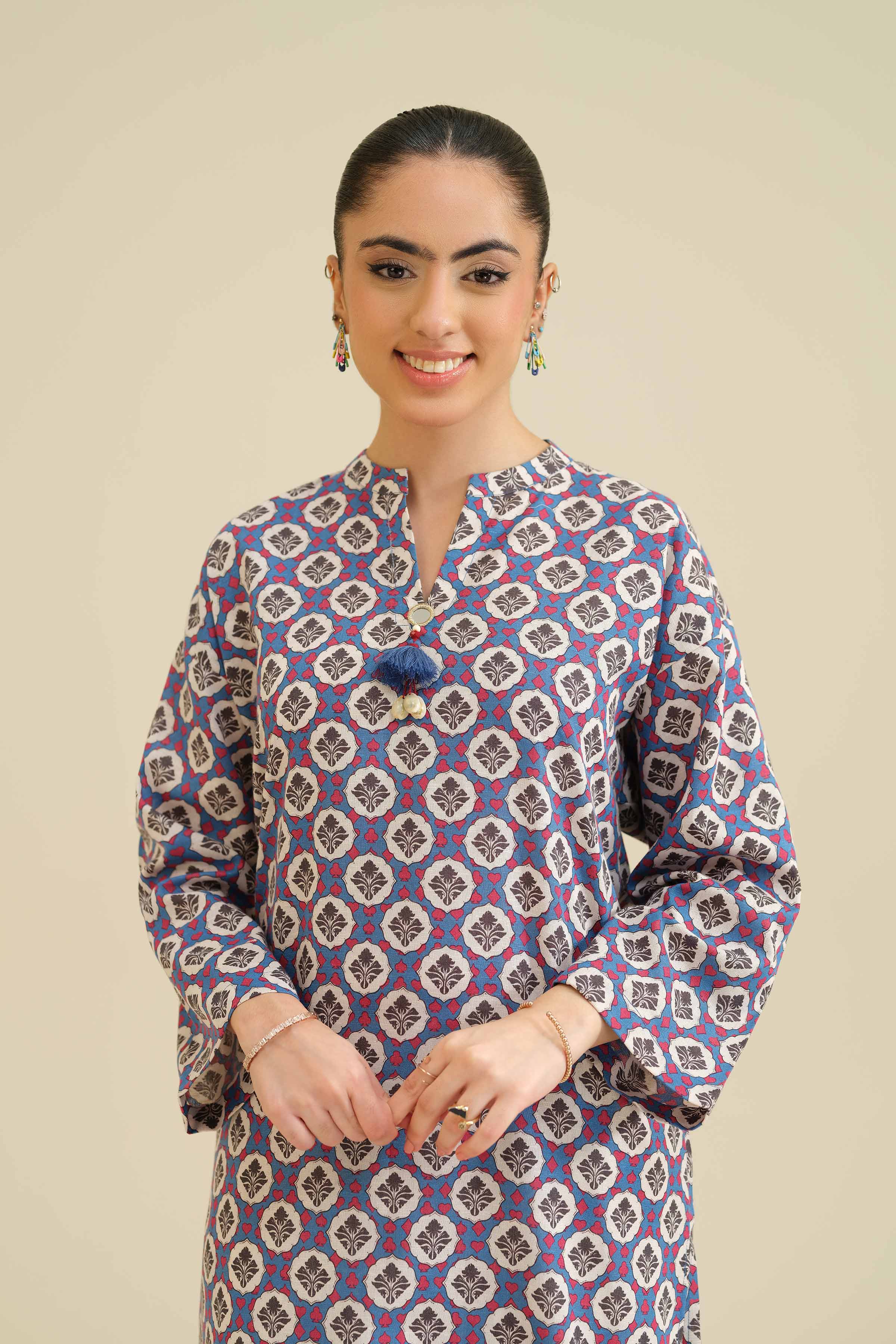 NishatUK - Blue Printed Karandi 1-piece ready to wear Shirt