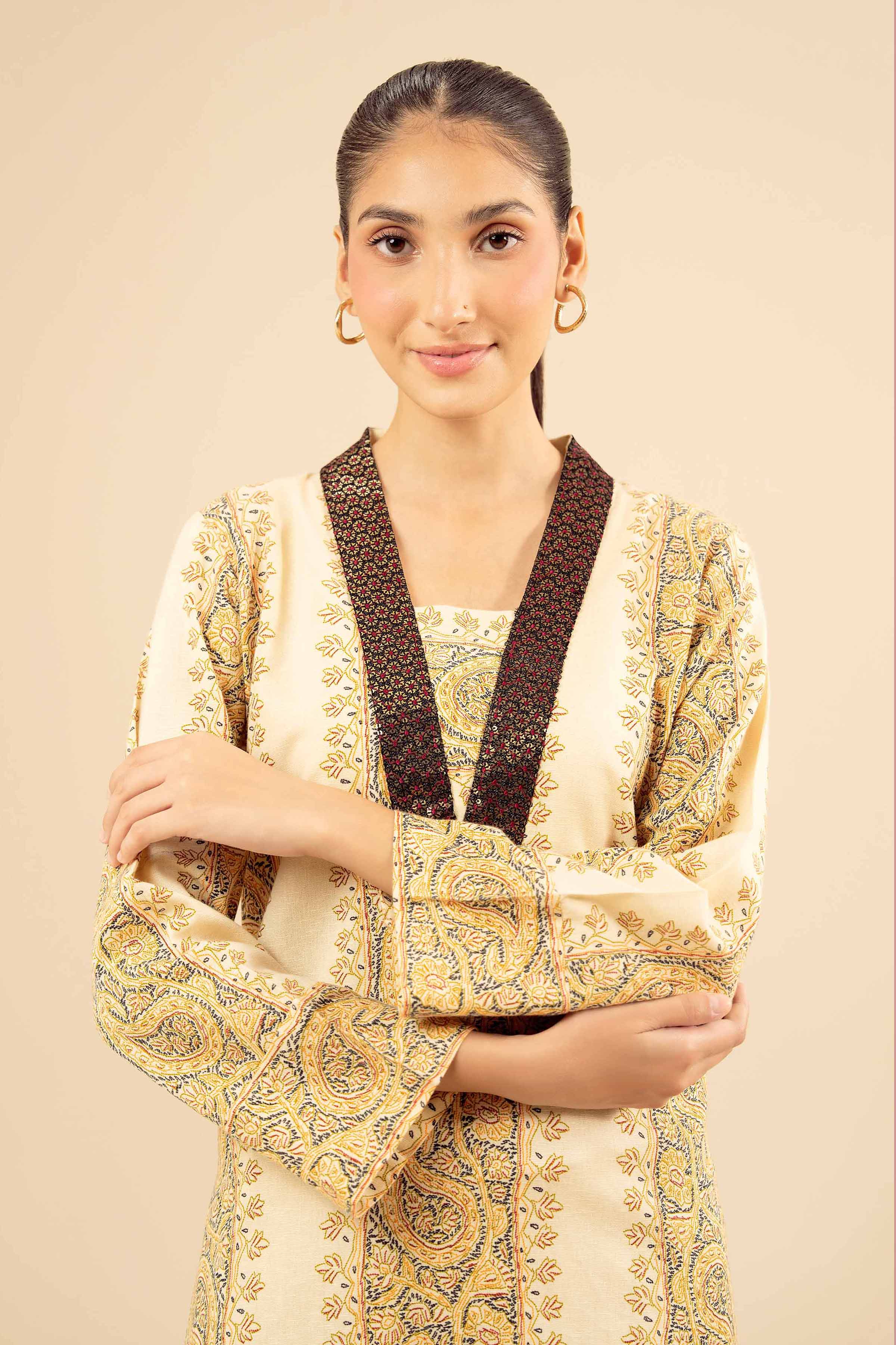 NishatUK - Beige Embroidered Karandi 1-piece ready to wear Shirt