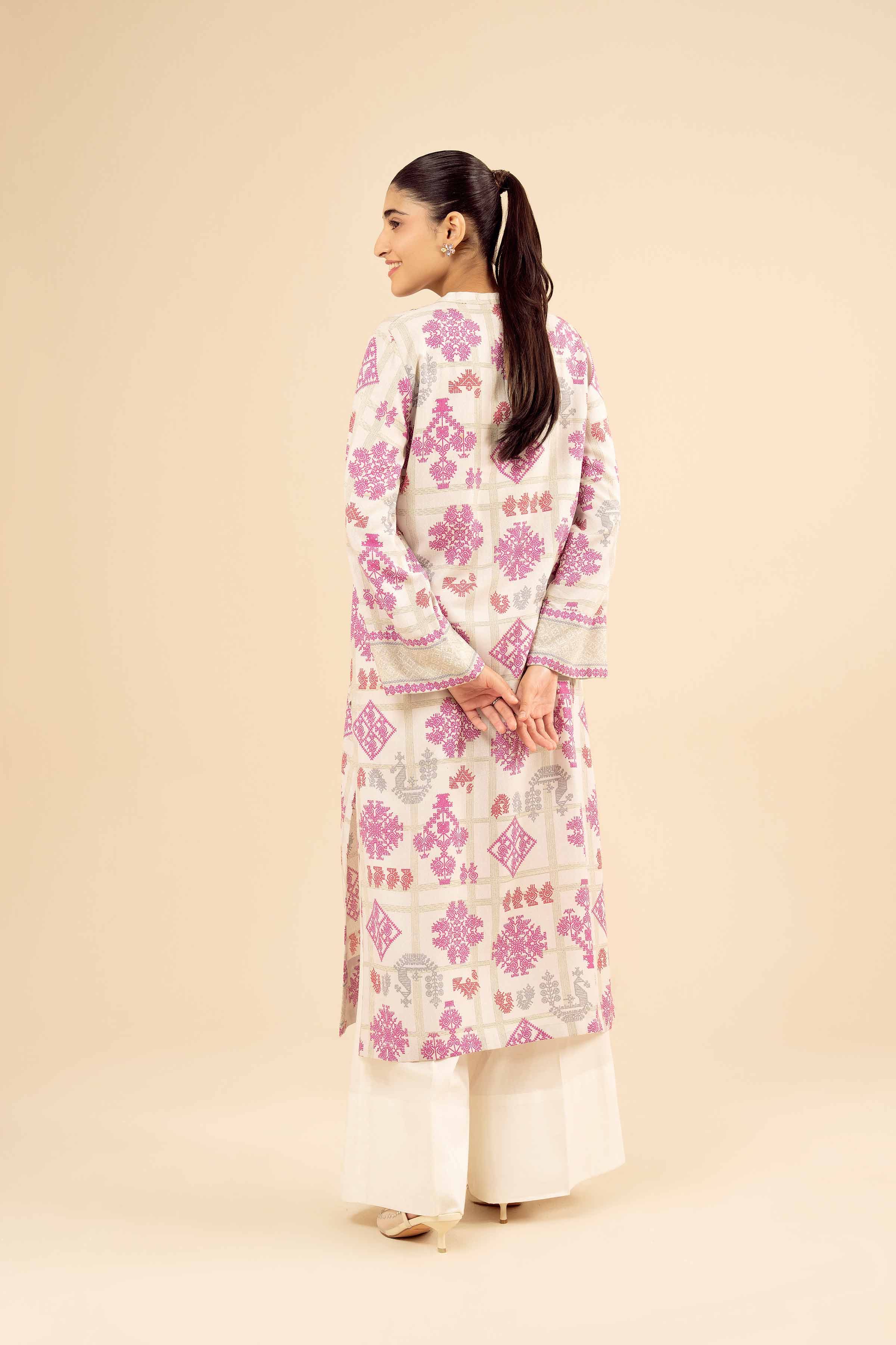 NishatUK - White Embroidered Karandi 1-piece ready to wear Shirt