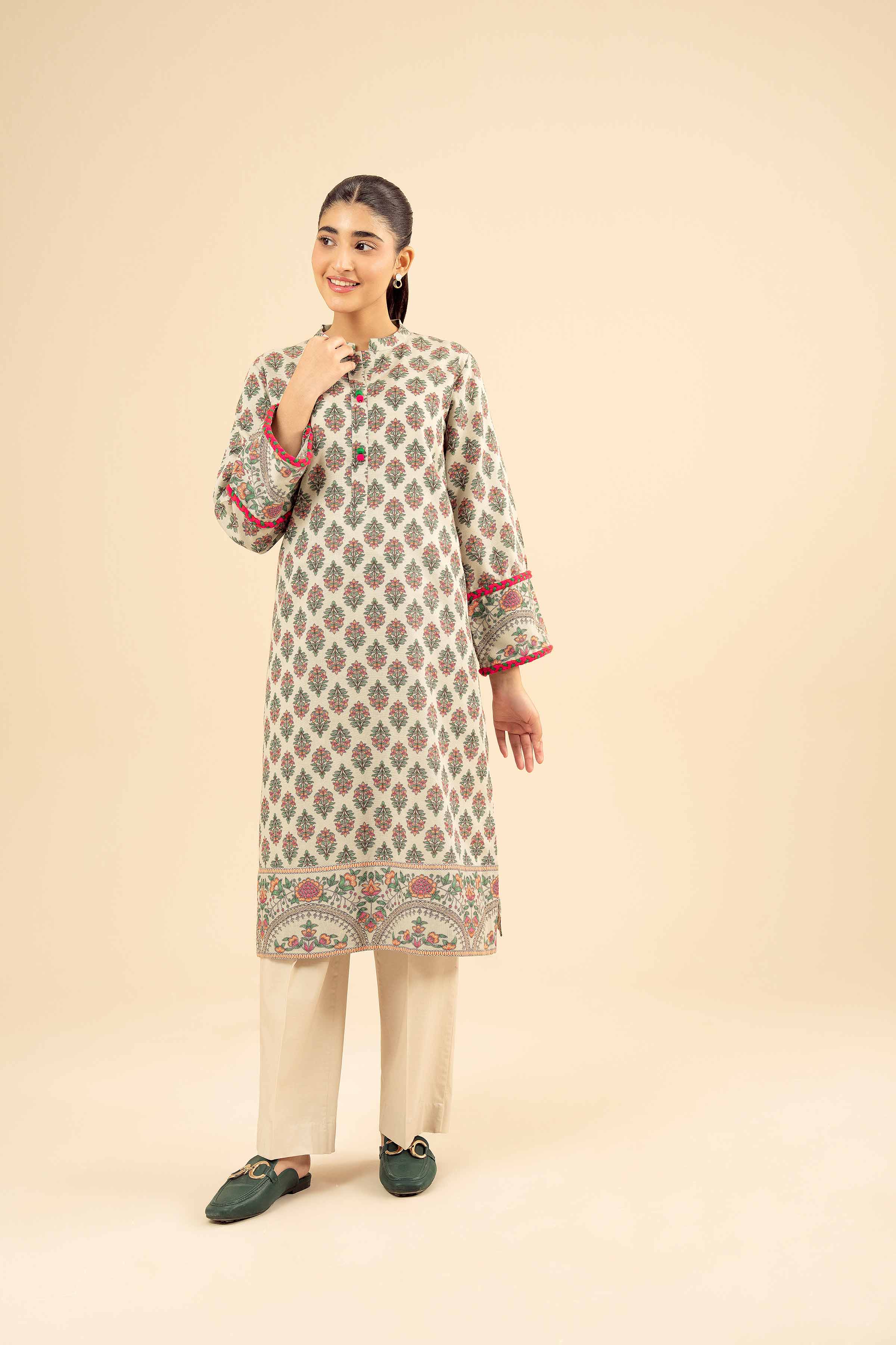 NishatUK - Mint Printed Karandi 1-piece ready to wear Shirt
