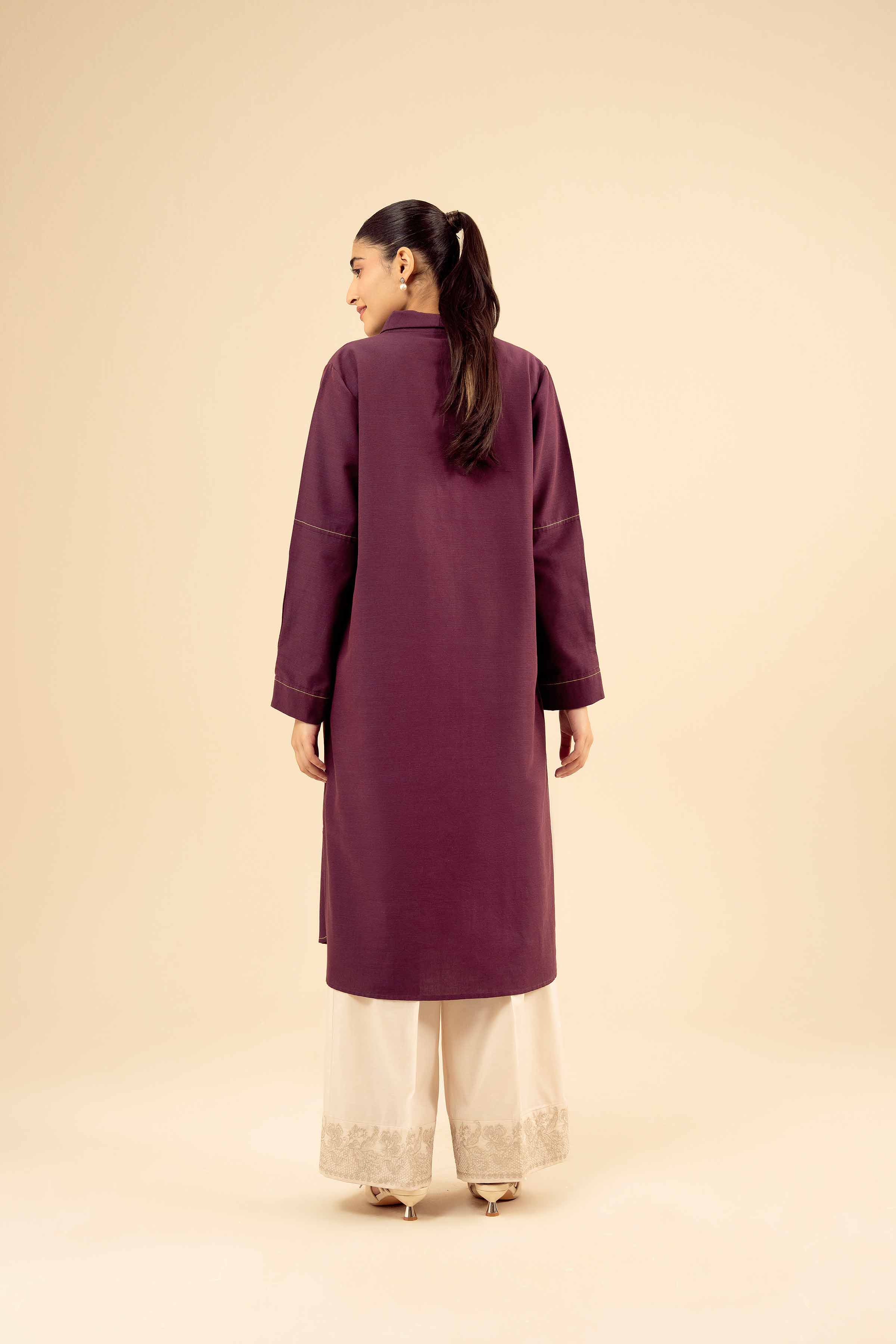 NishatUK - Plum Solids Yarn Dyed 1-piece ready to wear Shirt