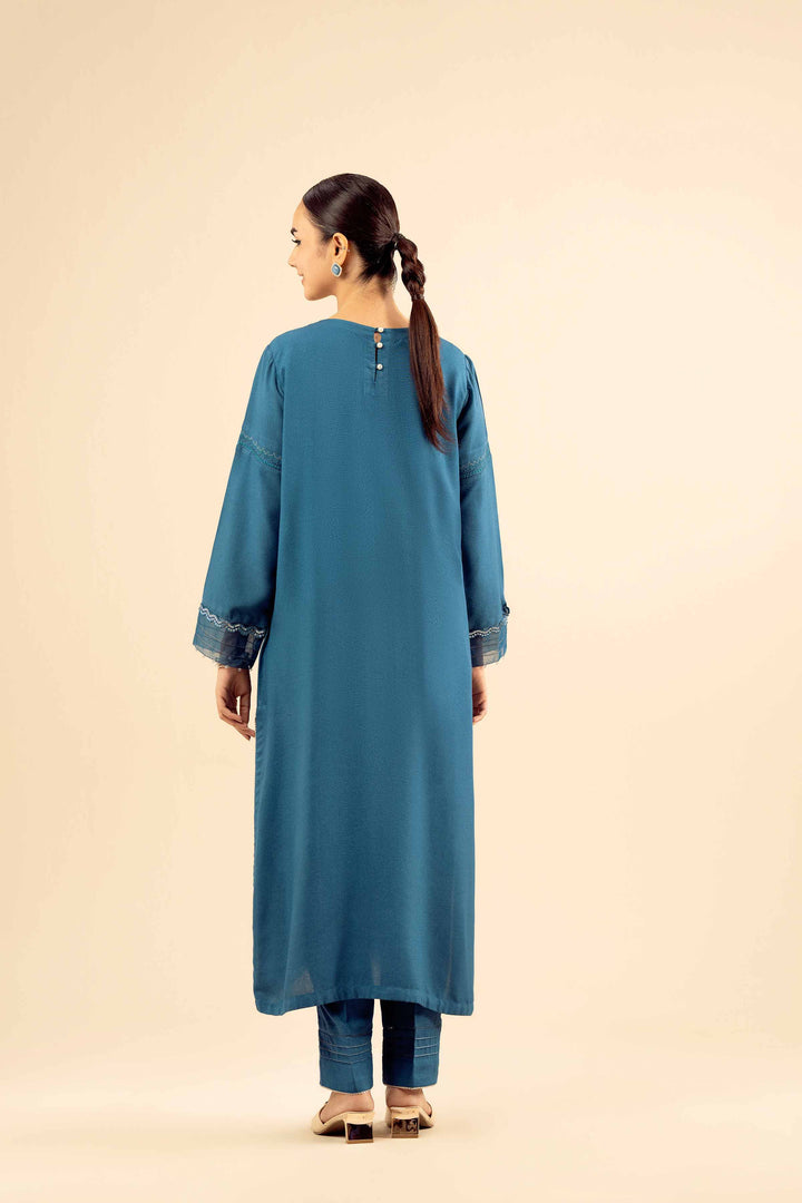 NishatUK - Teal Embroidered  Slub 2-piece ready to wear Dress