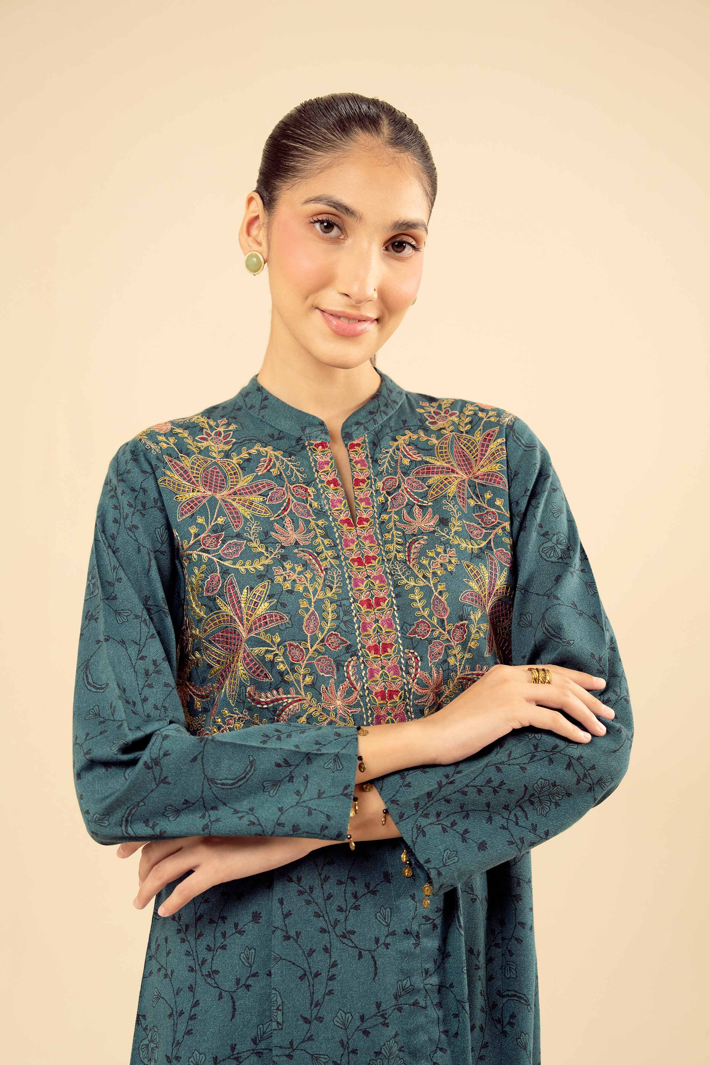 NishatUK - Green Embroidered Karandi 1-piece ready to wear Shirt