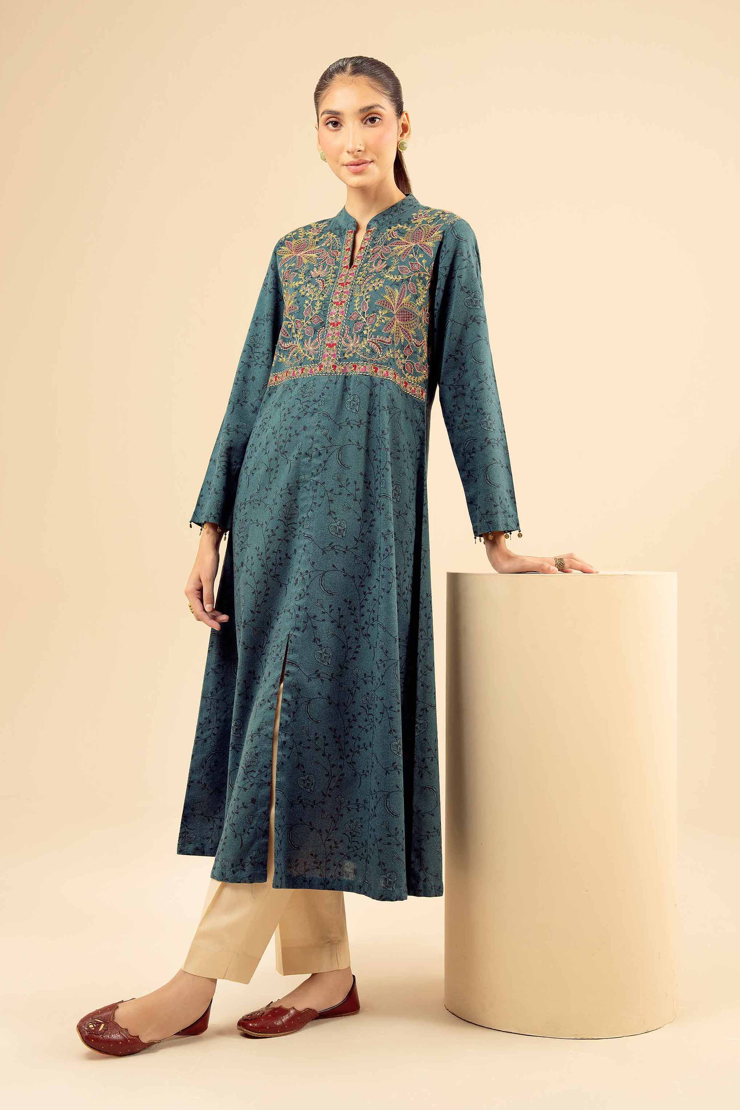 NishatUK - Green Embroidered Karandi 1-piece ready to wear Shirt