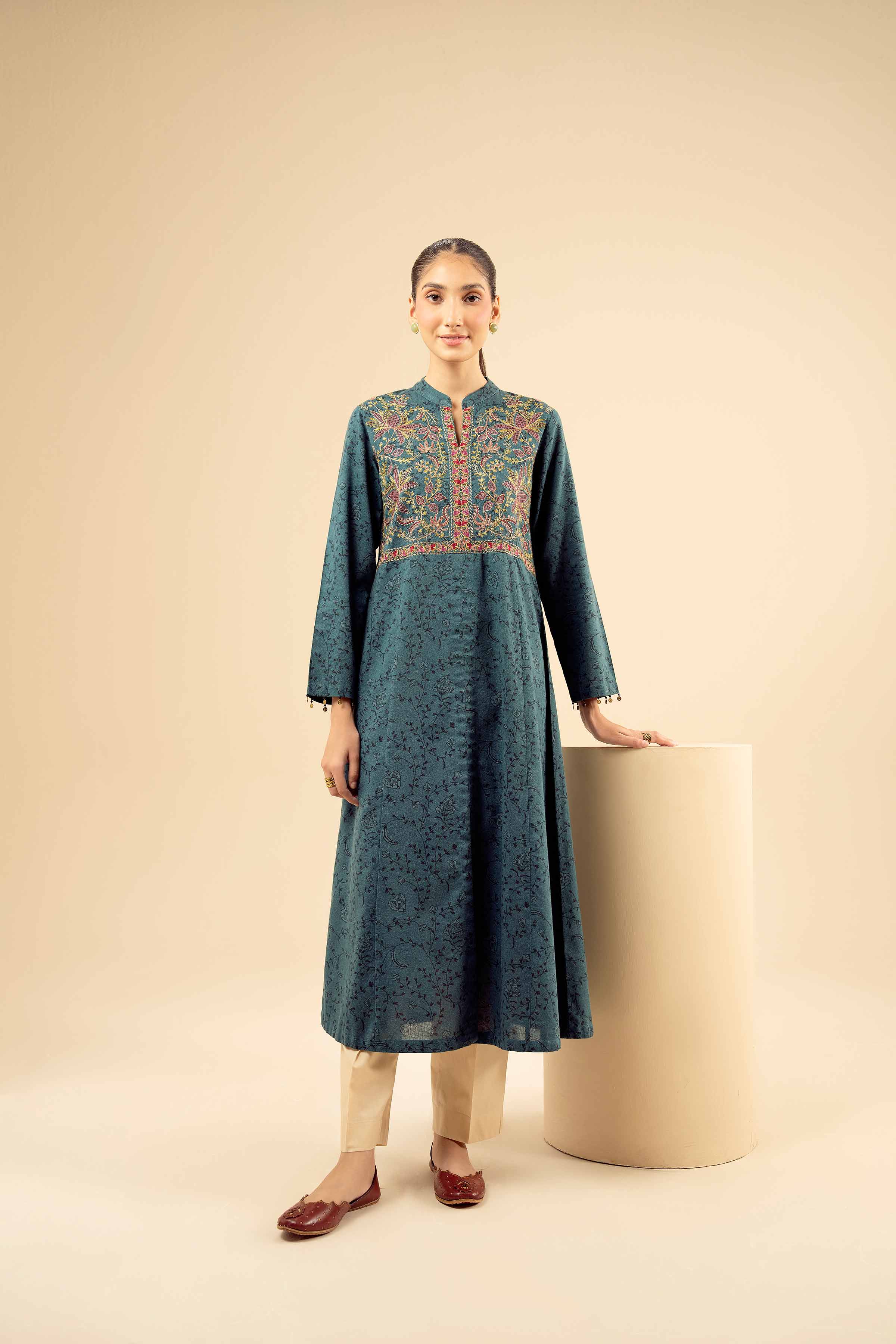 NishatUK - Green Embroidered Karandi 1-piece ready to wear Shirt