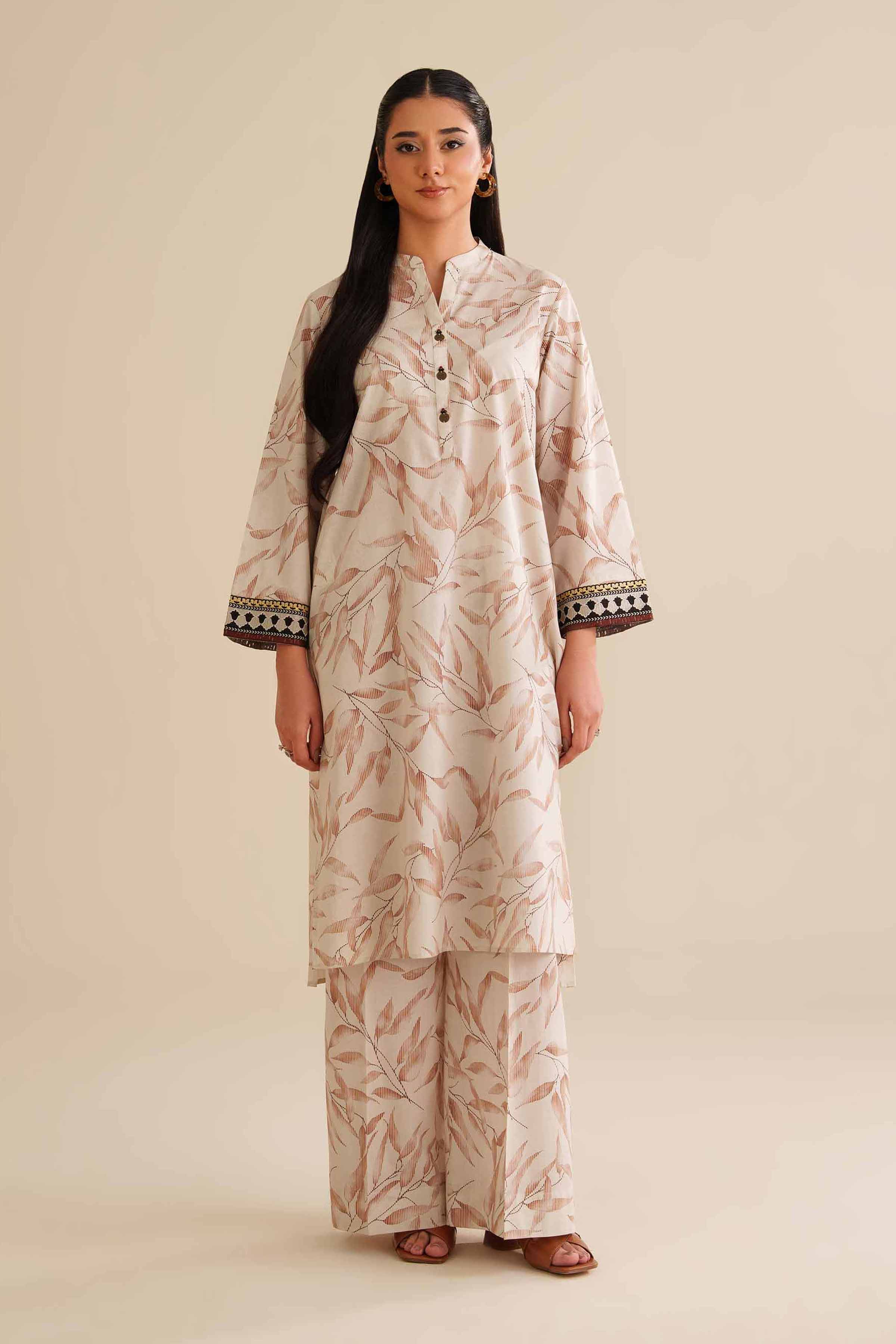 NishatUK - Off White Embroidered Cambric 2-piece ready to wear Dress
