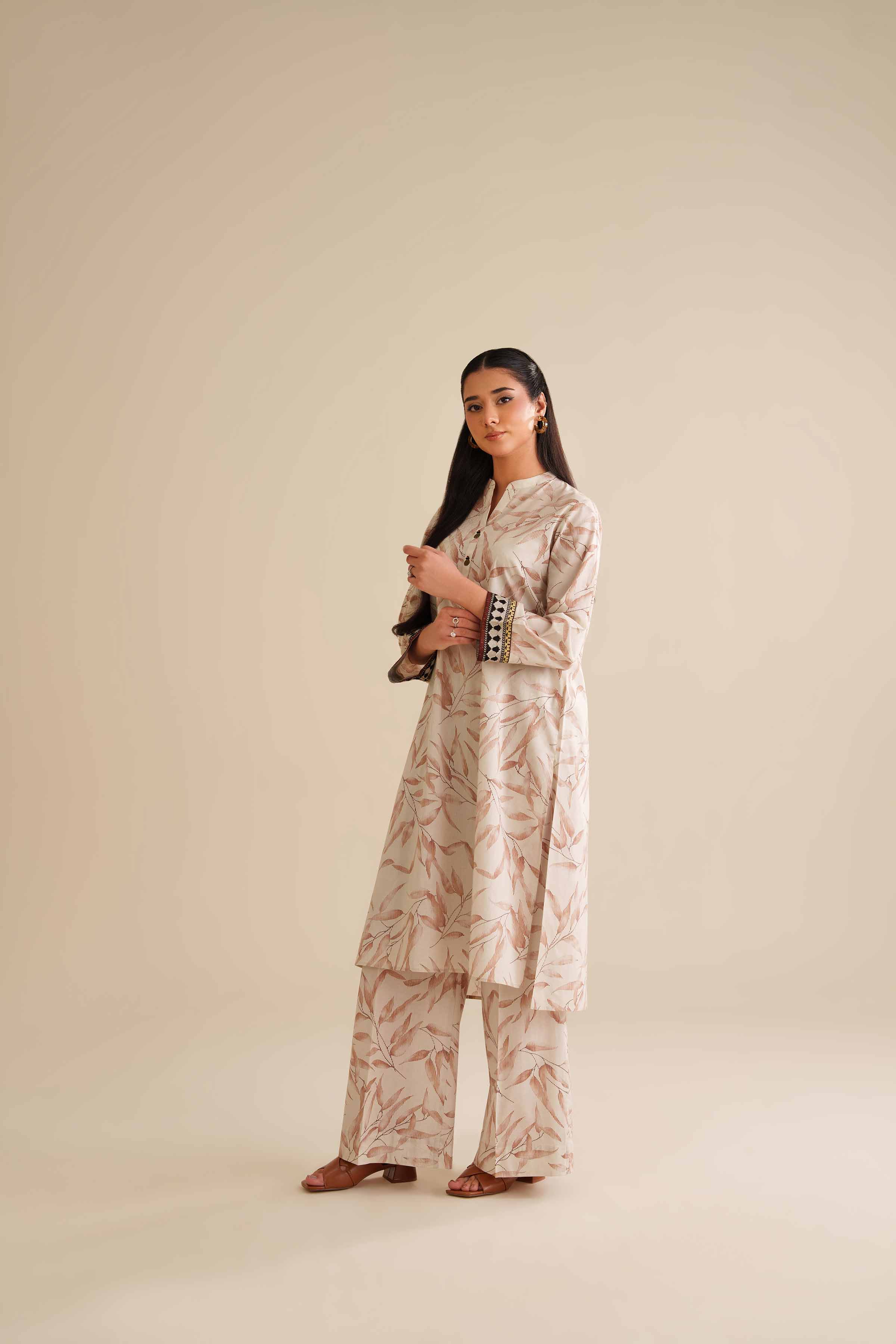 NishatUK - Off White Embroidered Cambric 2-piece ready to wear Dress