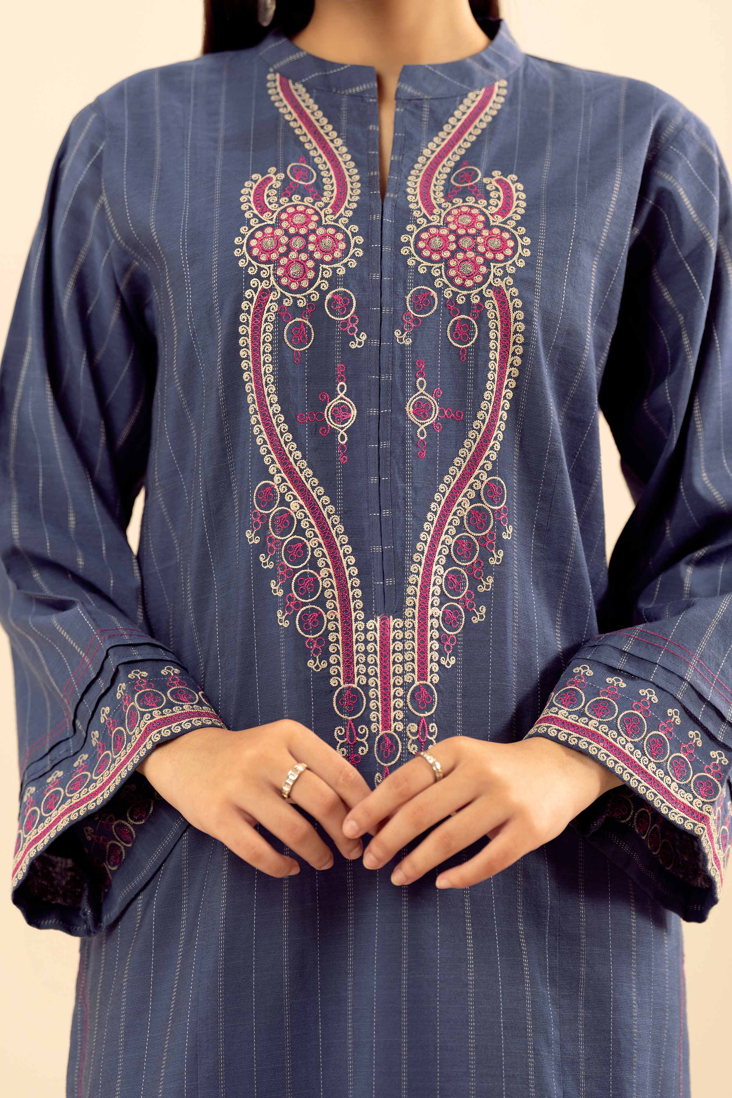 NishatUK - Blue Embroidered Silk 1-piece ready to wear Shirt