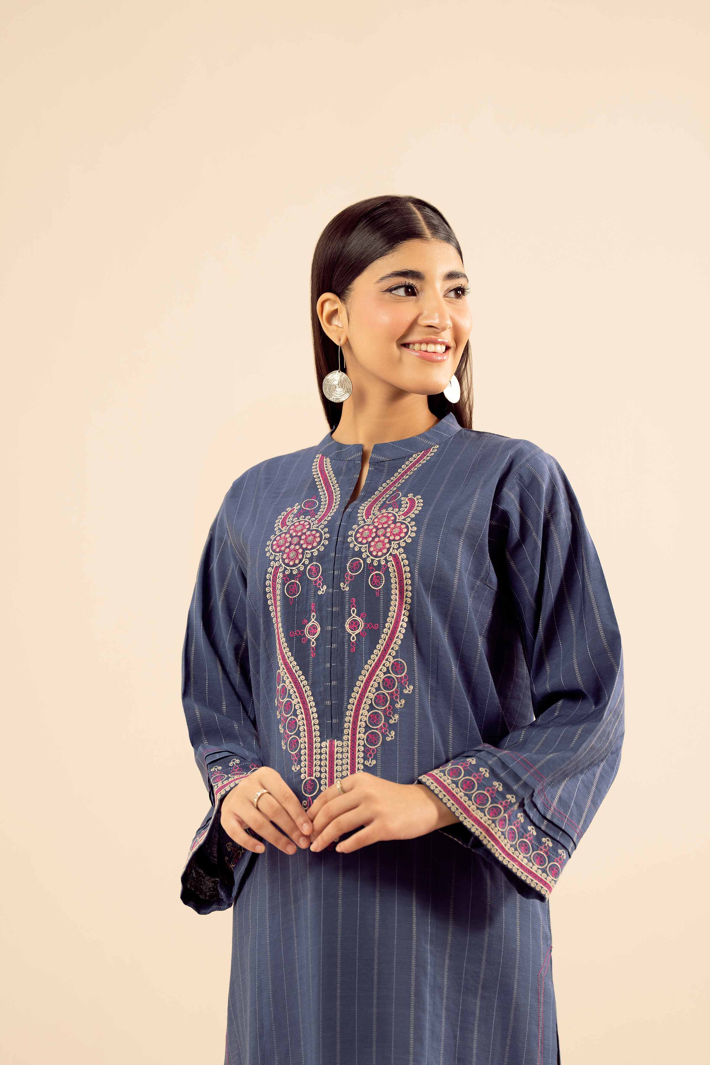 NishatUK - Blue Embroidered Silk 1-piece ready to wear Shirt