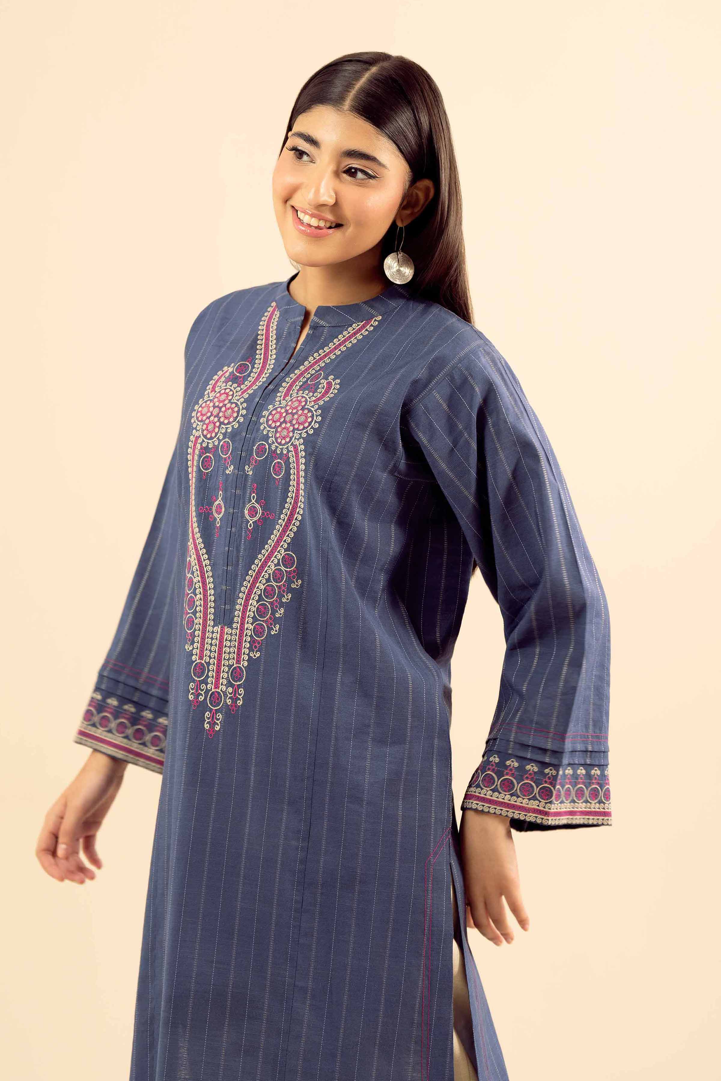 NishatUK - Blue Embroidered Silk 1-piece ready to wear Shirt
